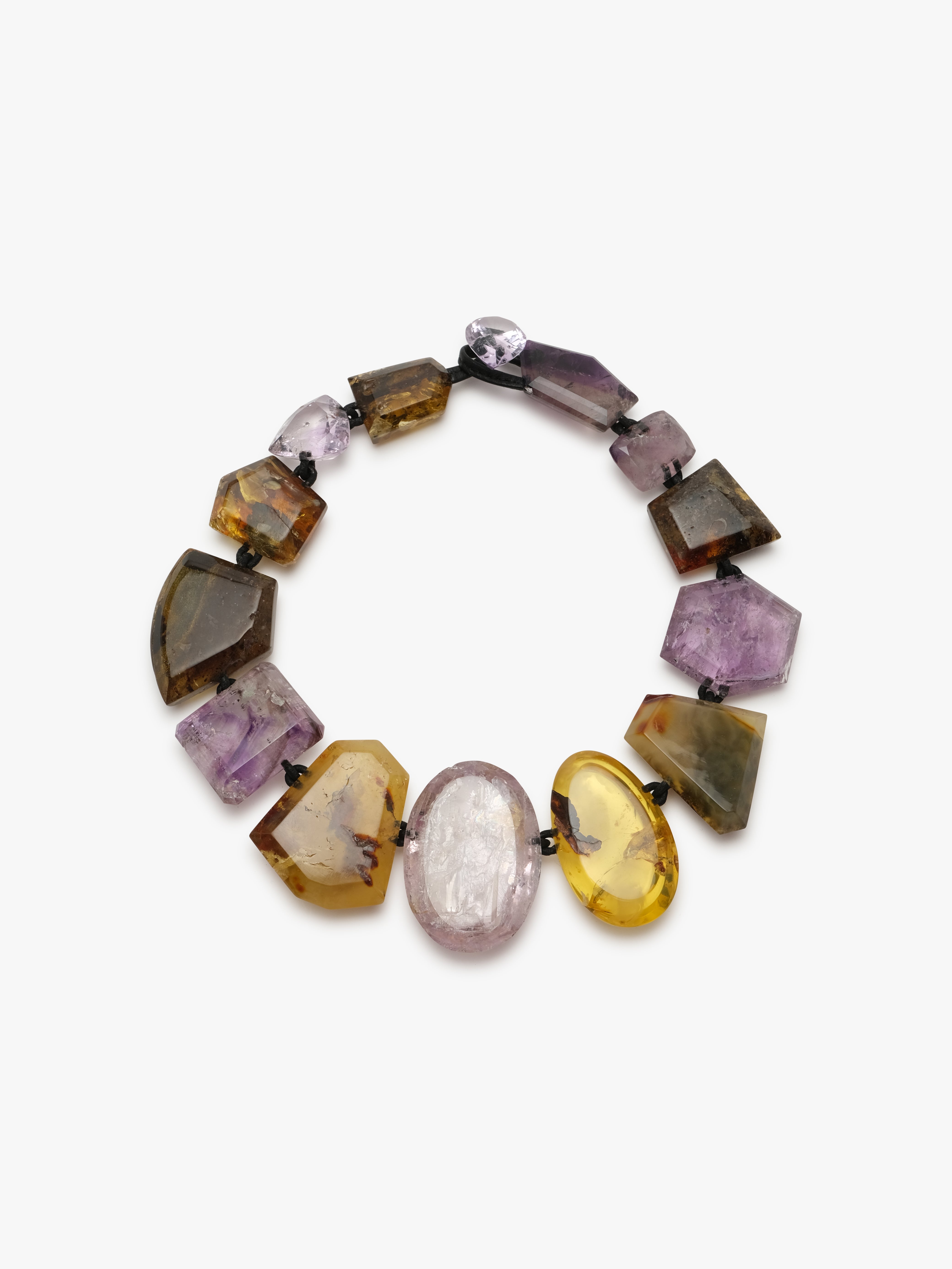 Necklace: amethyst, amber