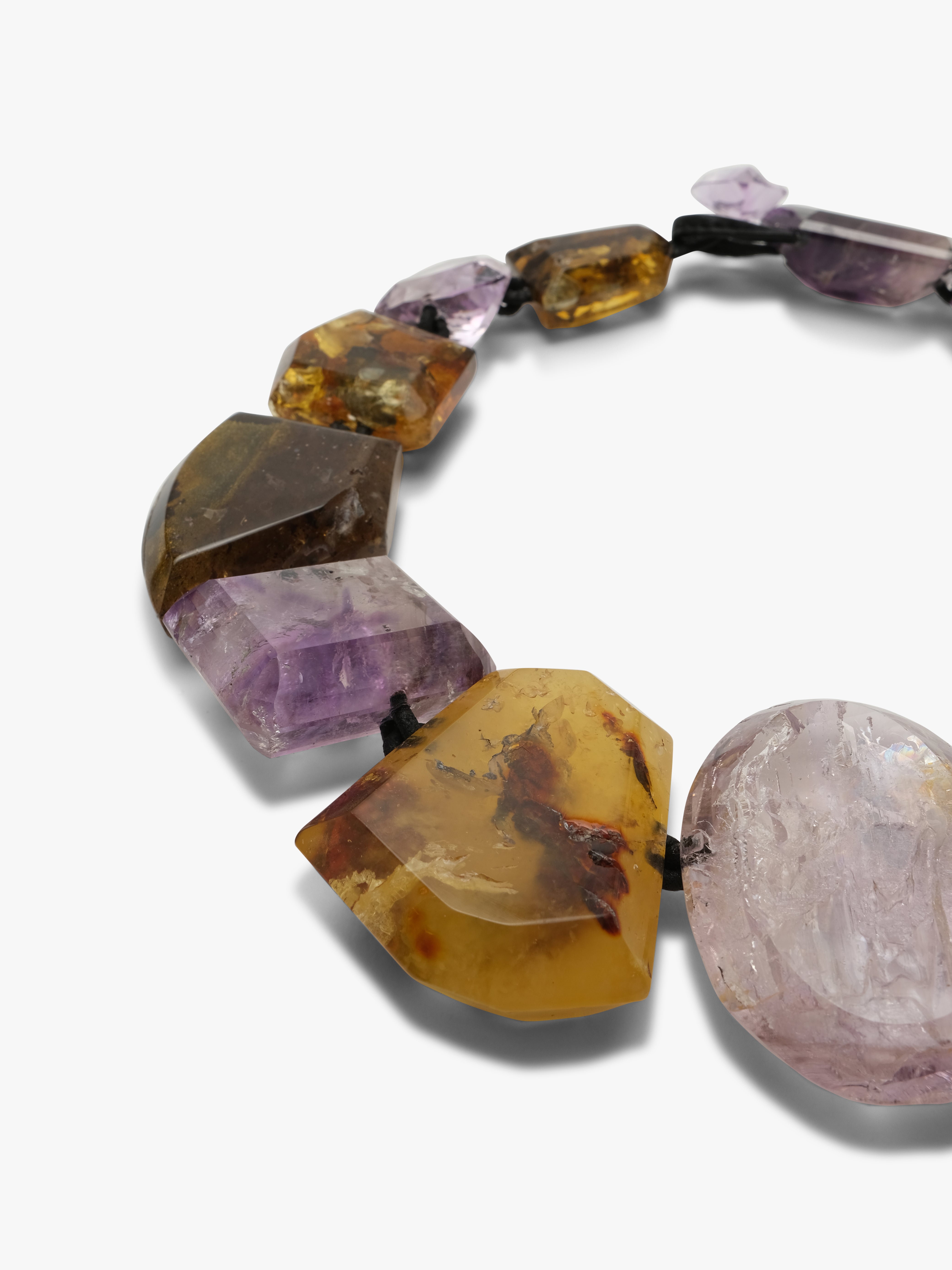Necklace: amethyst, amber