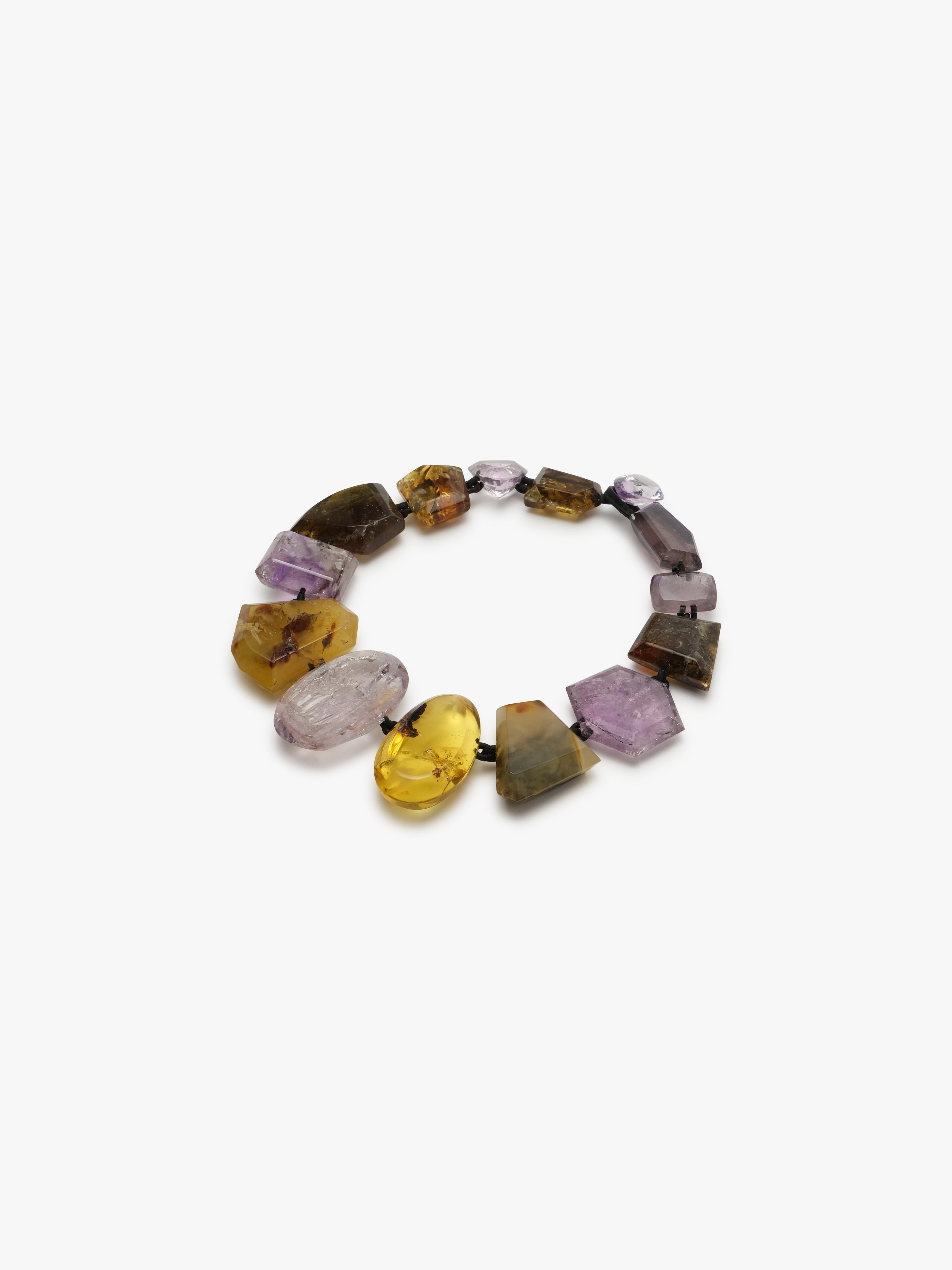 Necklace: amethyst, amber