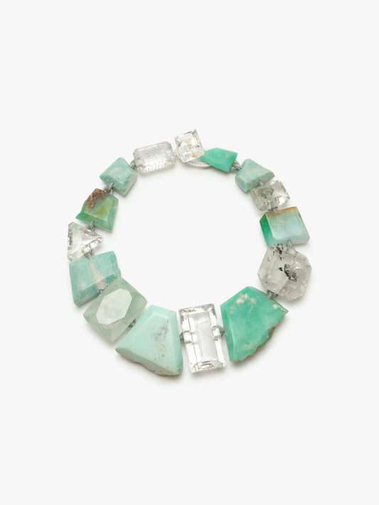 Necklace: rutilated quartz, chrysoprase, amazonite