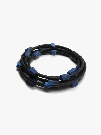 Necklace: lapis lazuli, leather