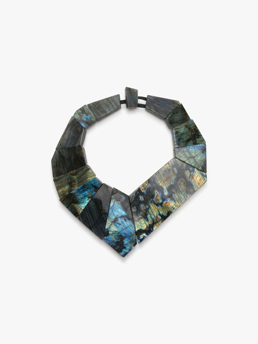 Necklace: labradorite, bog oak