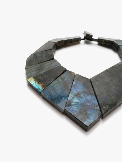 Necklace: labradorite, bog oak