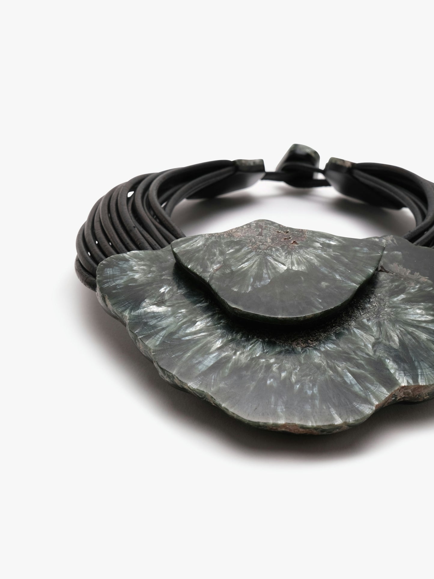 Necklace: seraphinite, leather