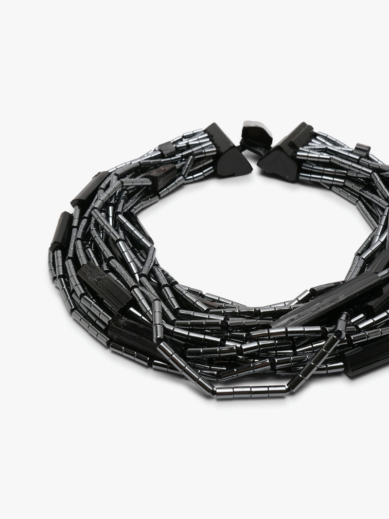 Necklace: hematite, tourmaline