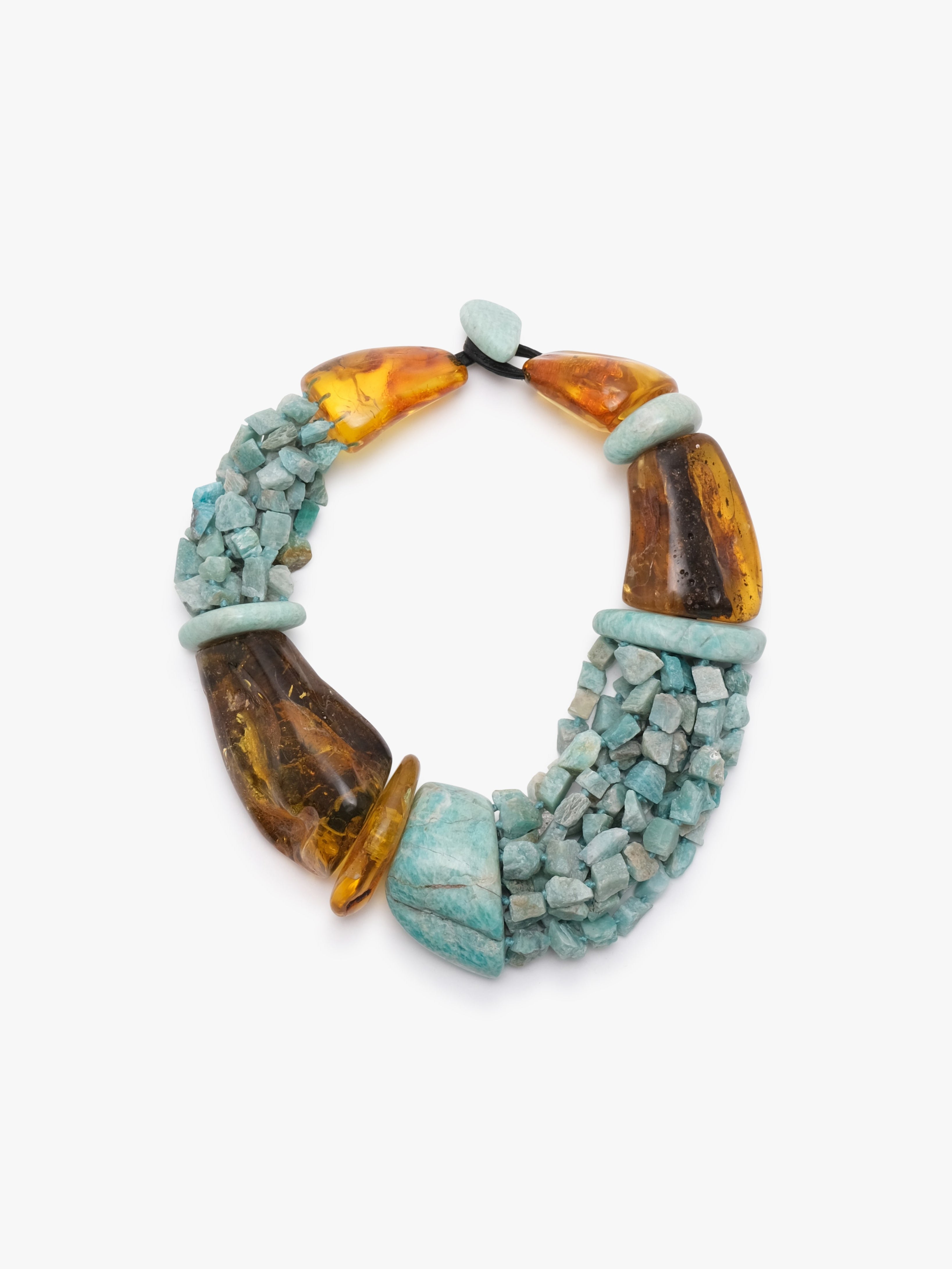 Necklace: amber, amazonite