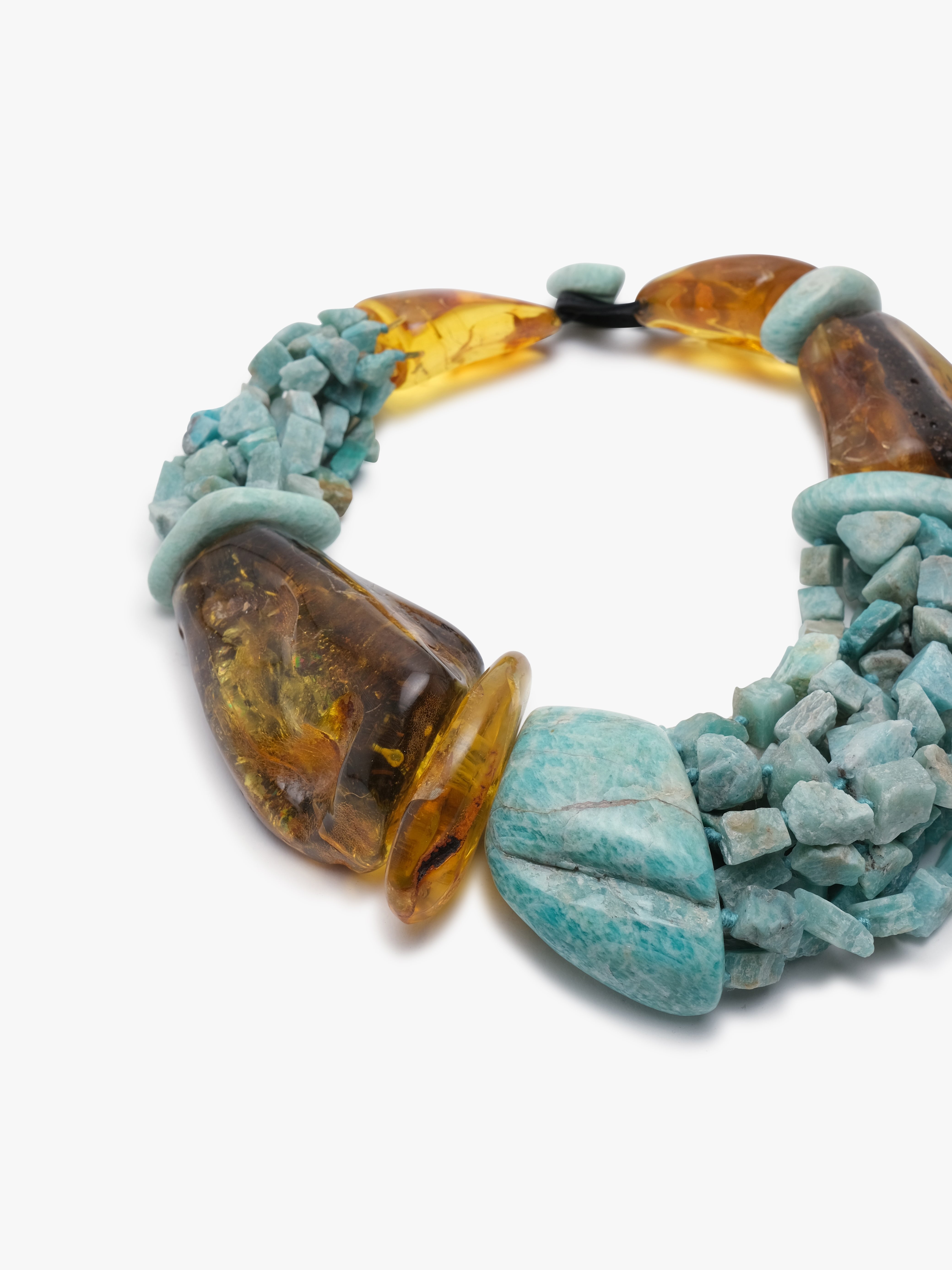 Necklace: amber, amazonite