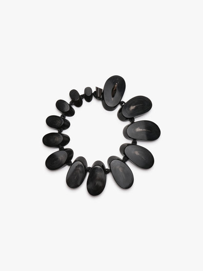Necklace: horn, leather