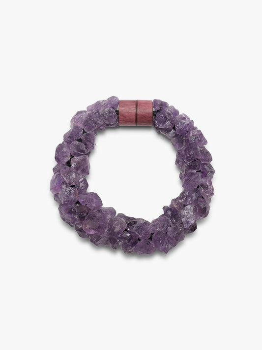 Necklace: amethyst, amaranth wood