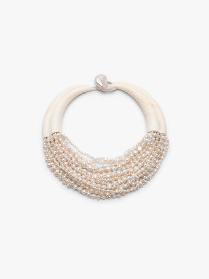 Necklace: warthog, freshwater pearls