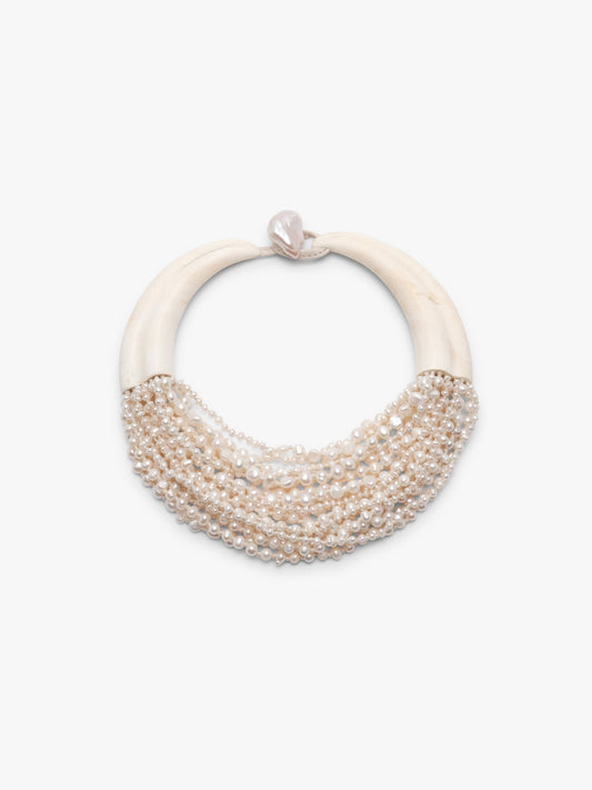 Necklace: warthog, freshwater pearls