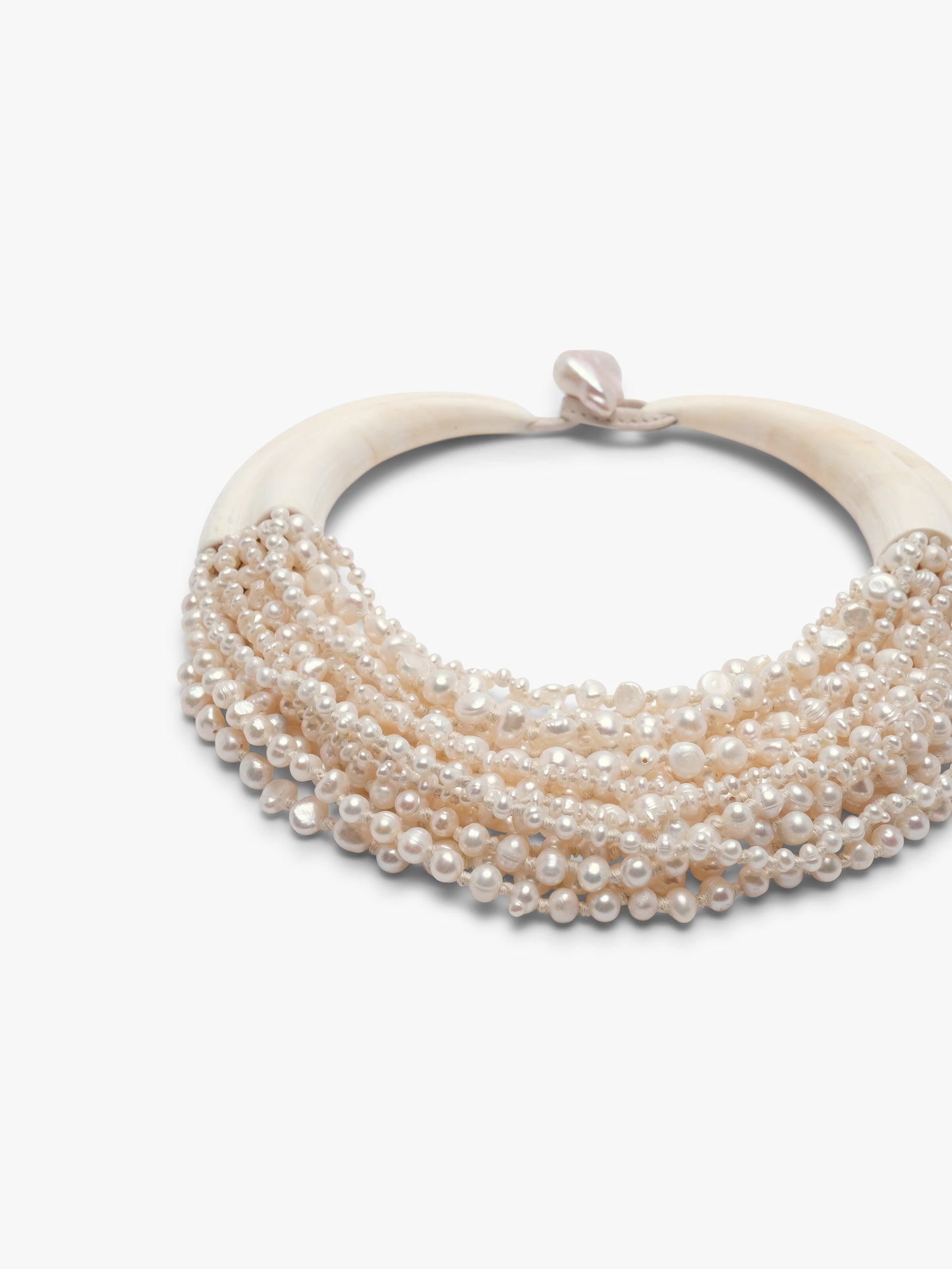 Necklace: warthog, freshwater pearls