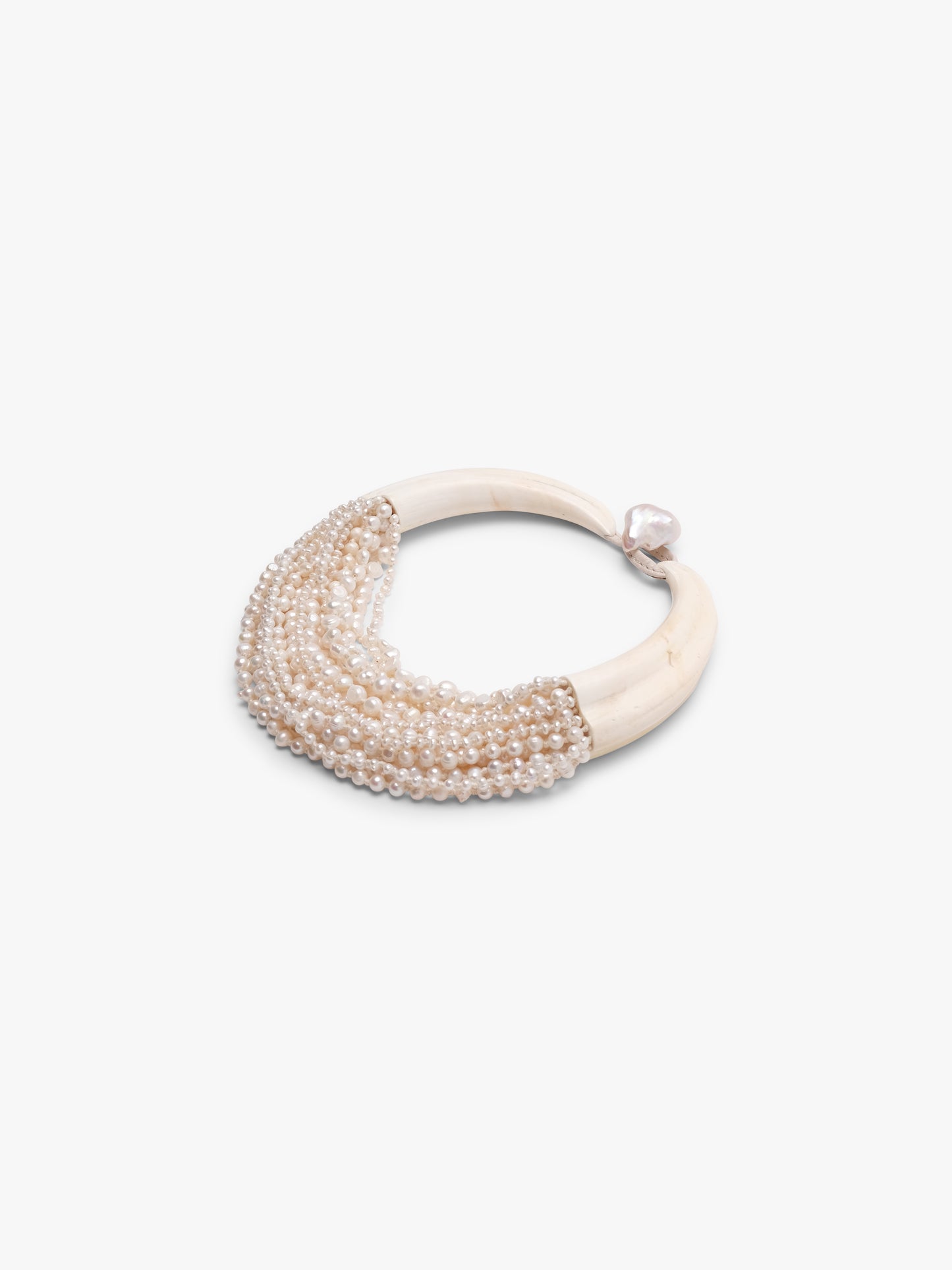 Necklace: warthog, freshwater pearls