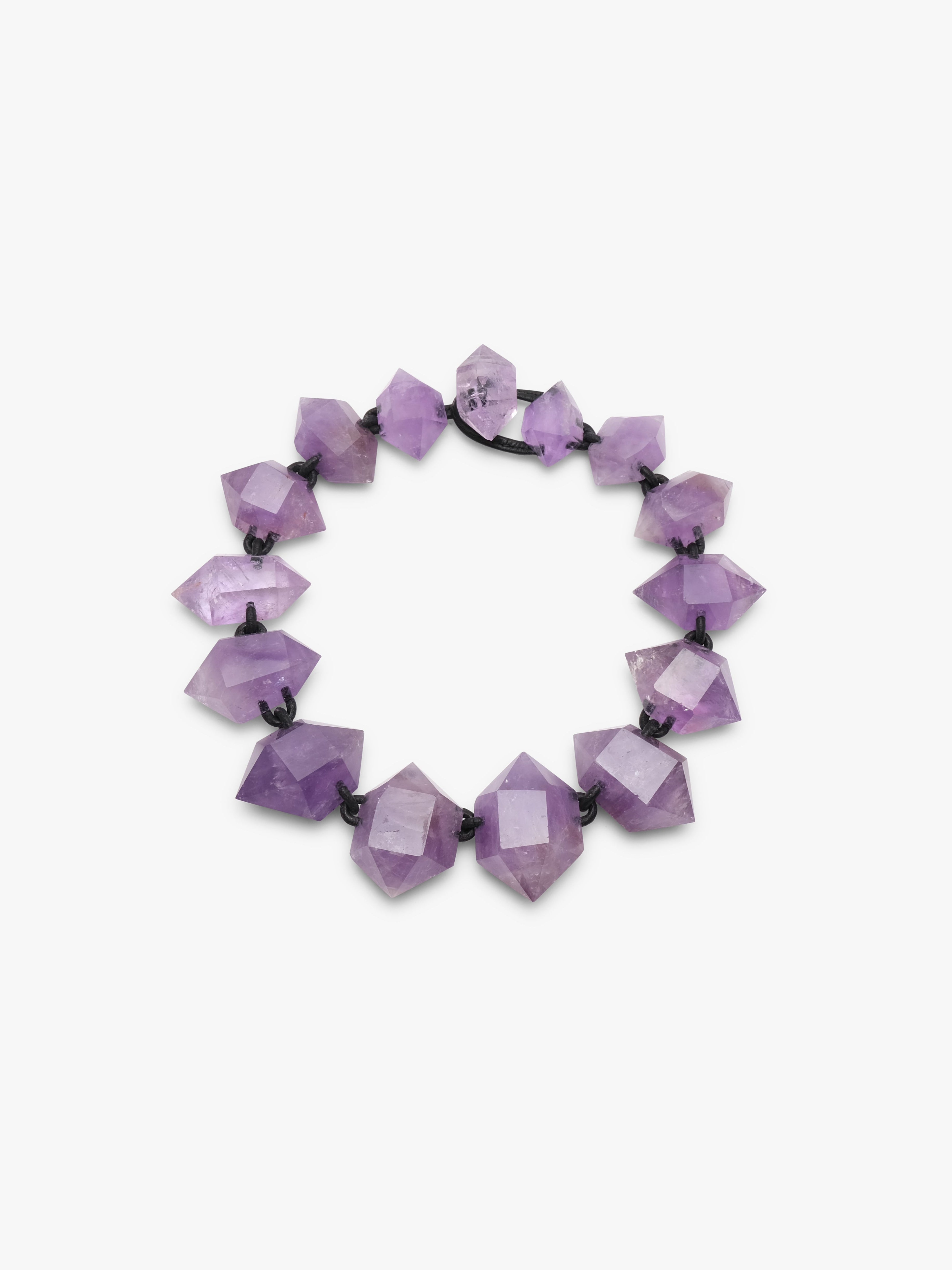 Necklace: amethyst, leather