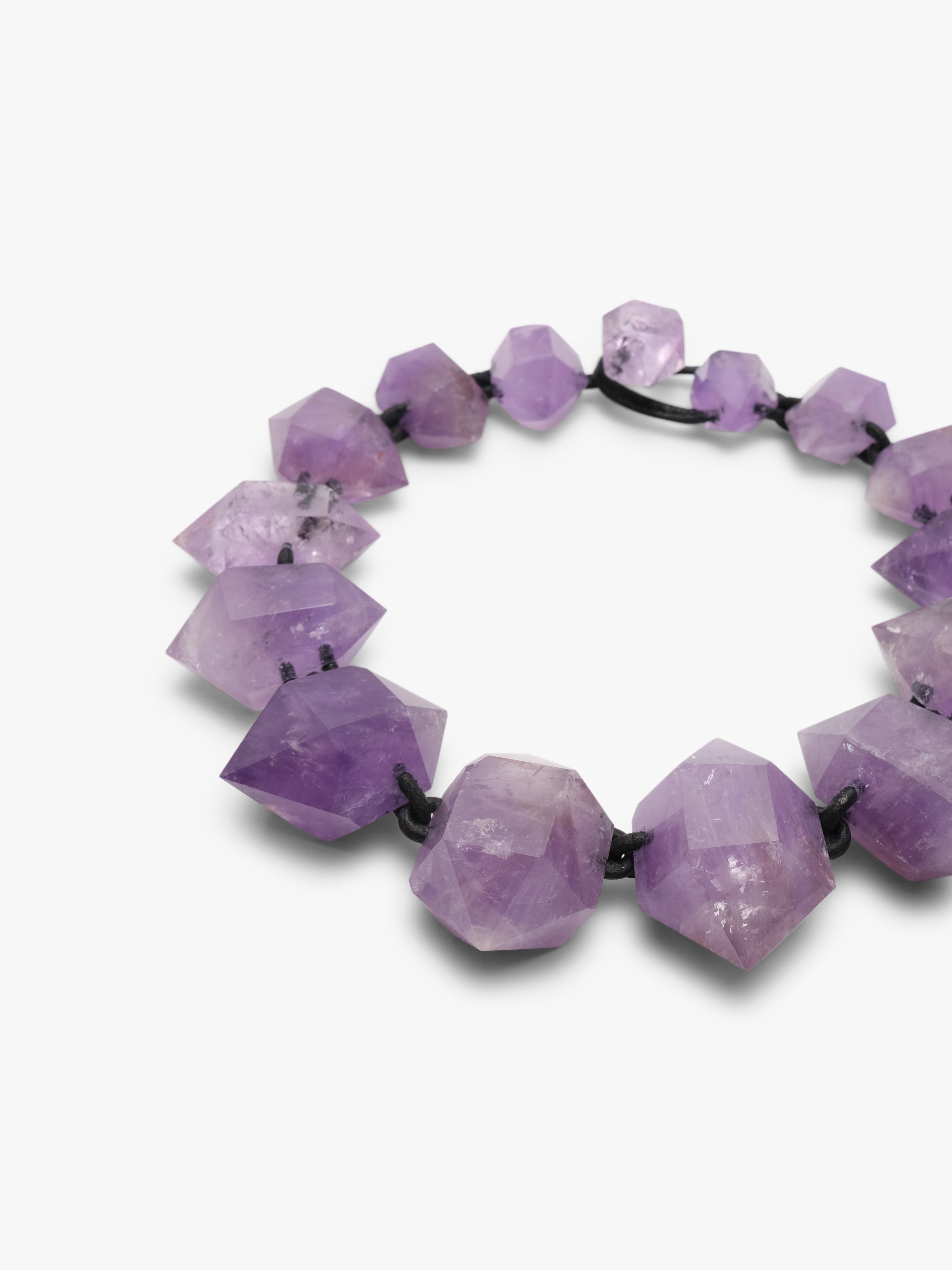 Necklace: amethyst, leather