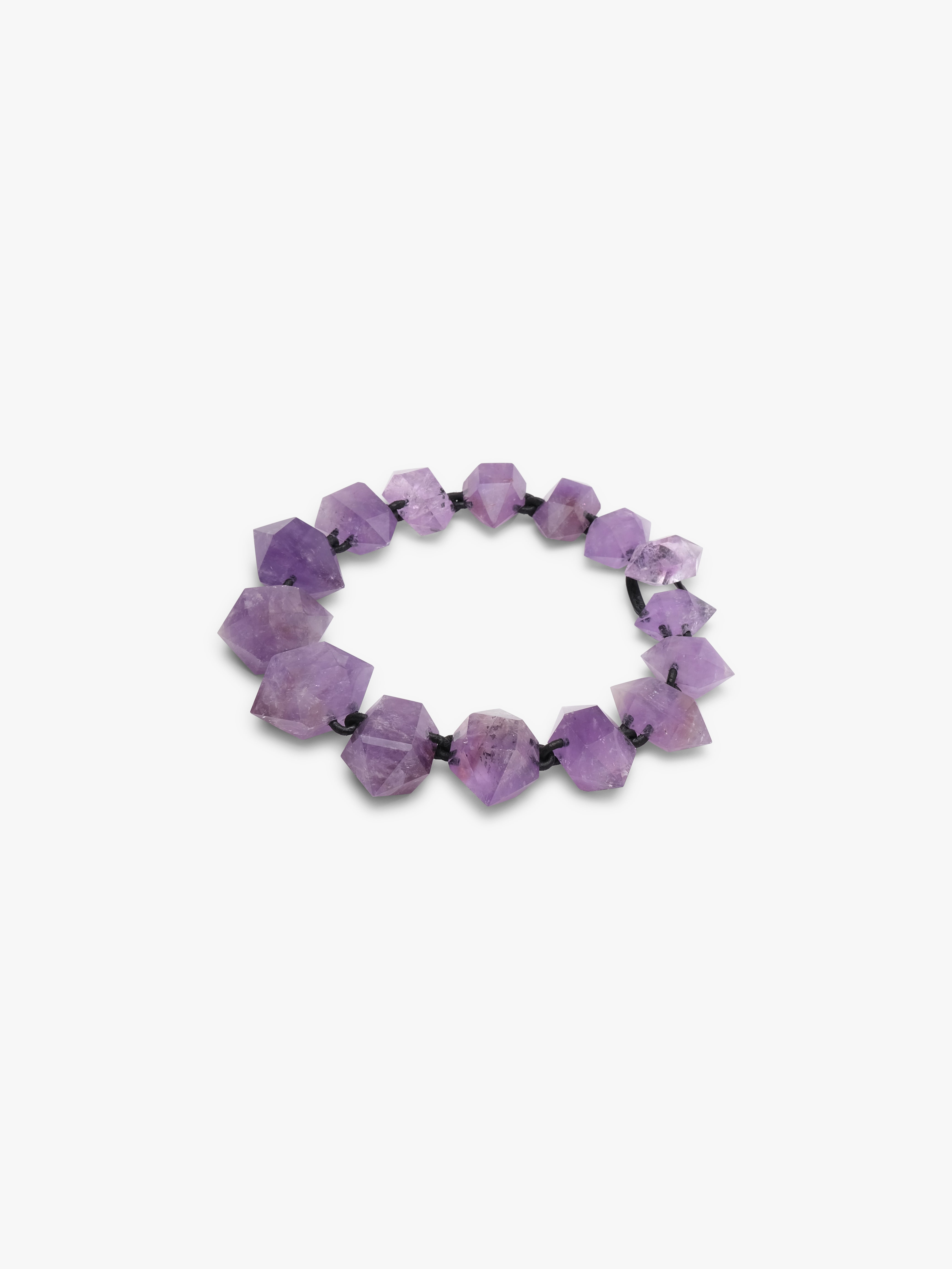 Necklace: amethyst, leather