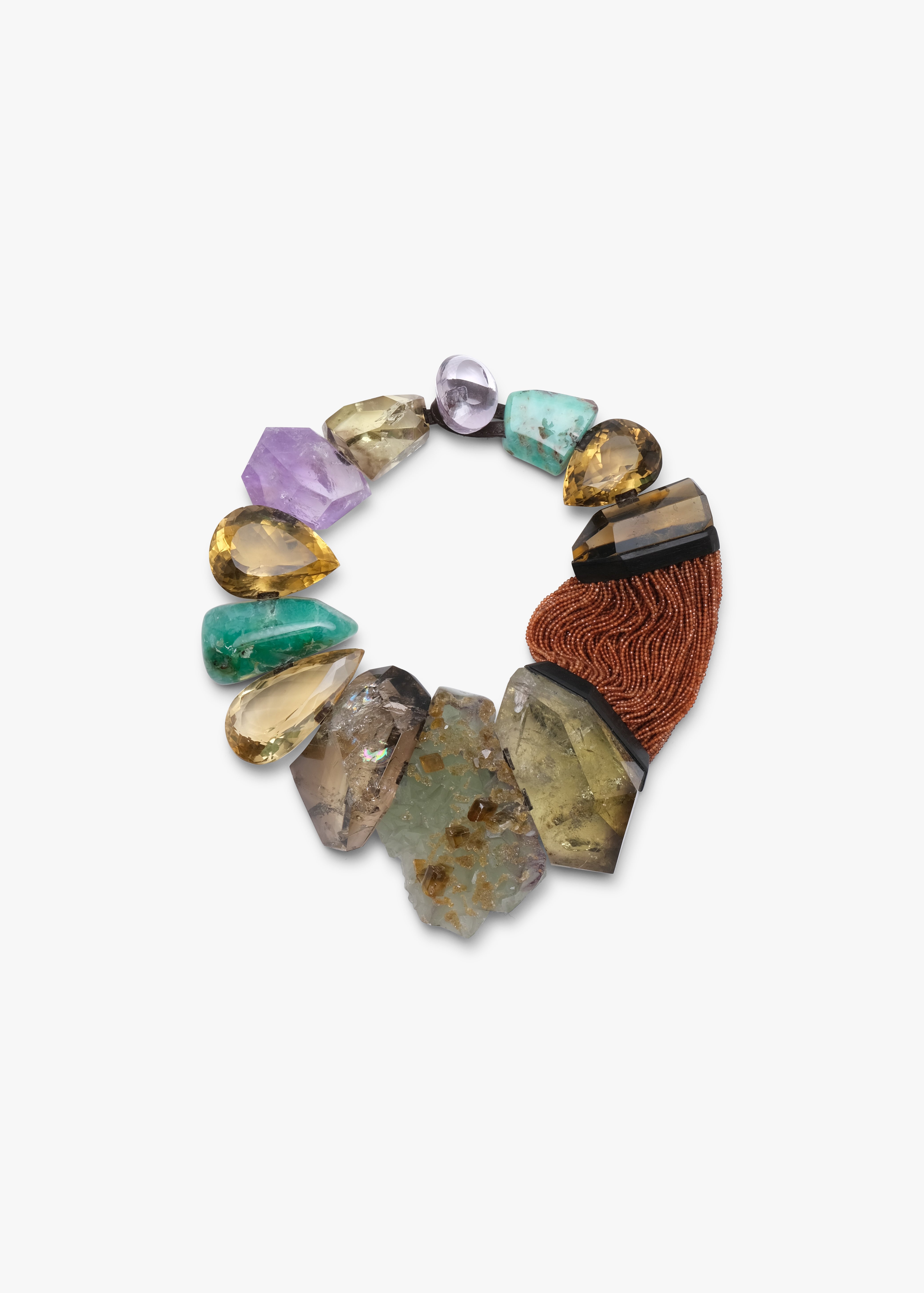 Necklace: citrine, amethyst, chrysoprase, topaz