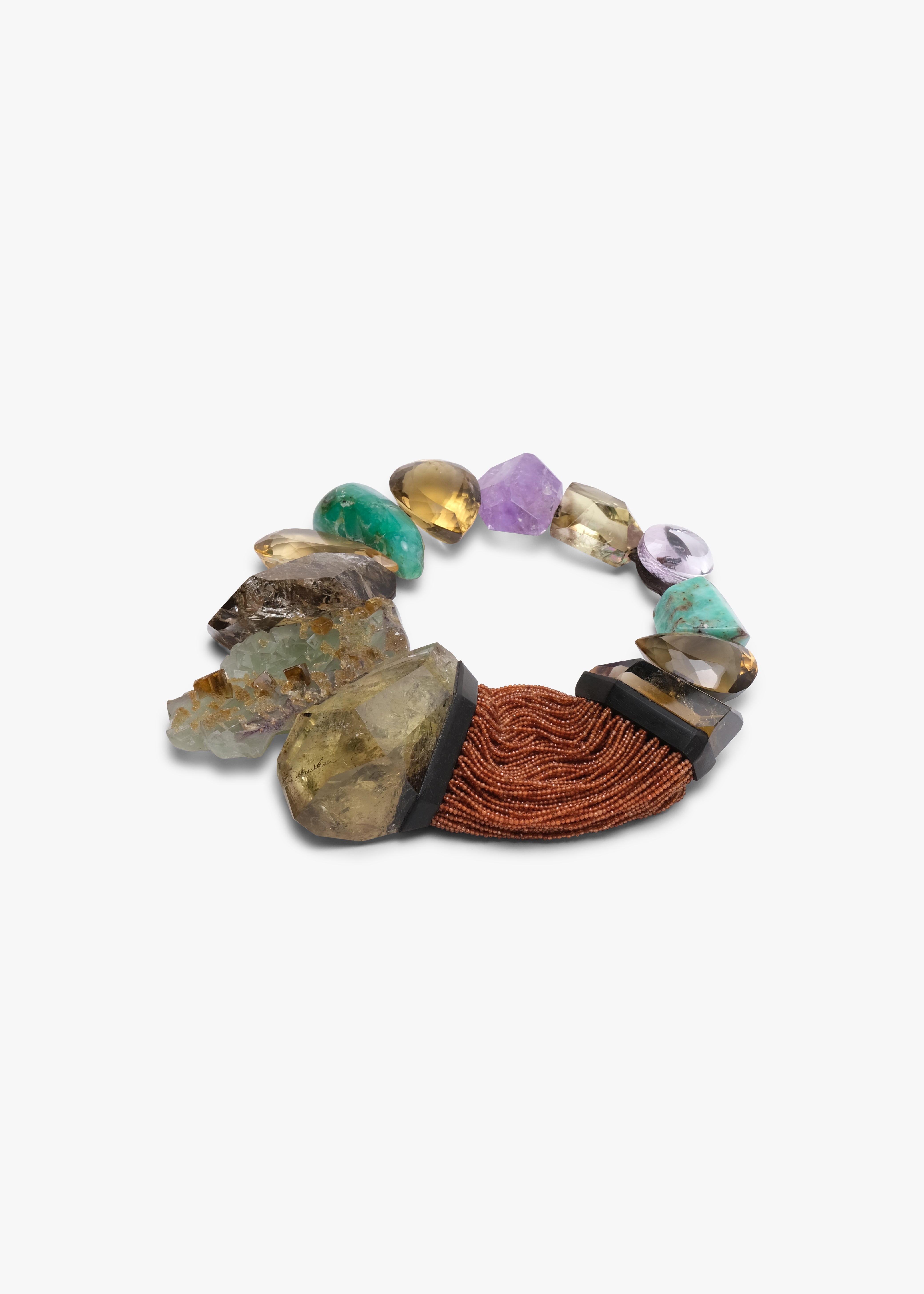 Necklace: citrine, amethyst, chrysoprase, topaz