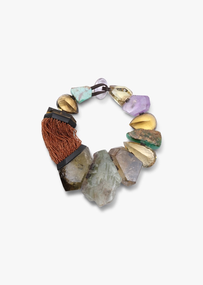 Necklace: citrine, amethyst, chrysoprase, topaz