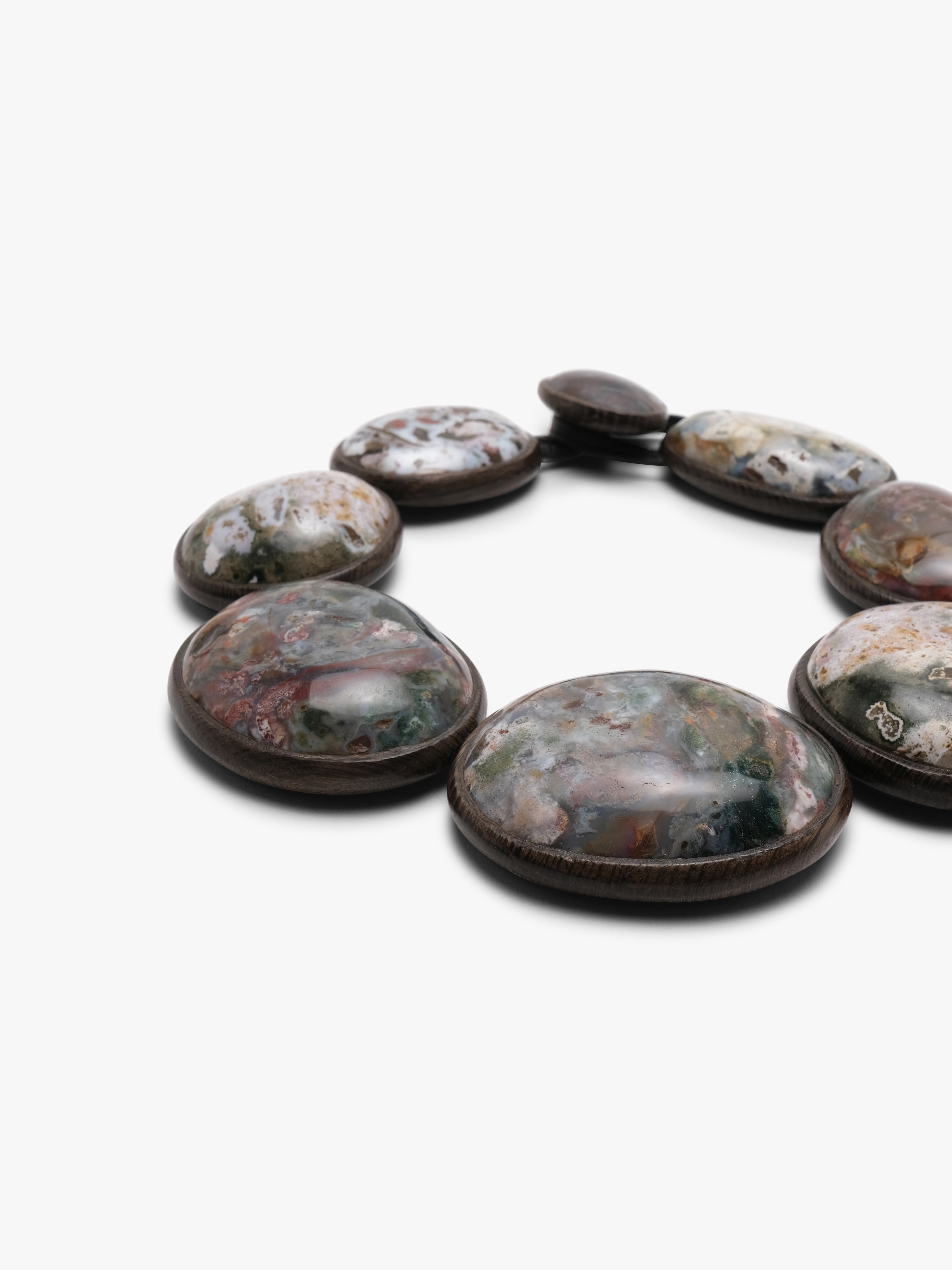 Necklace: bog oak, ocean jasper