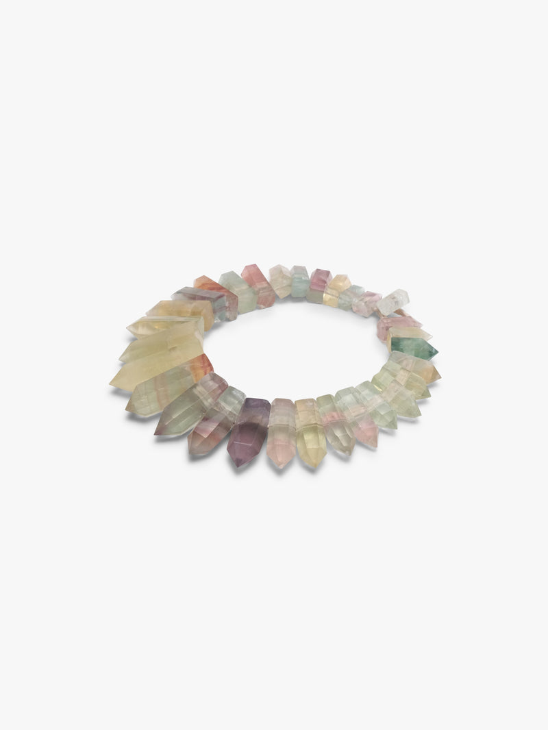 Multicolored crystal bracelet on a white background
