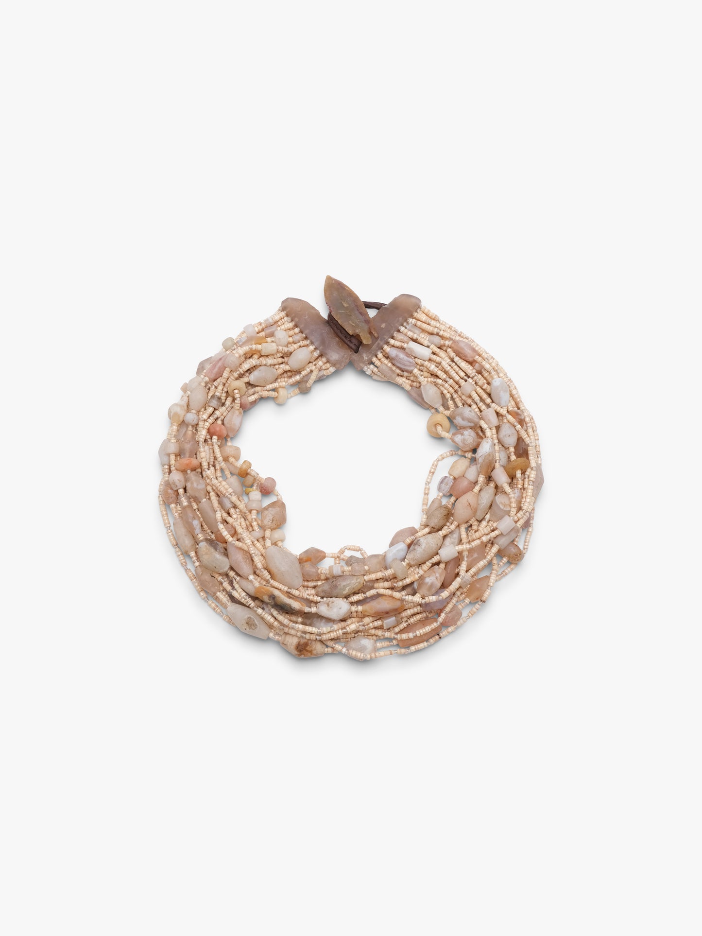 Necklace: agath, flint, shell