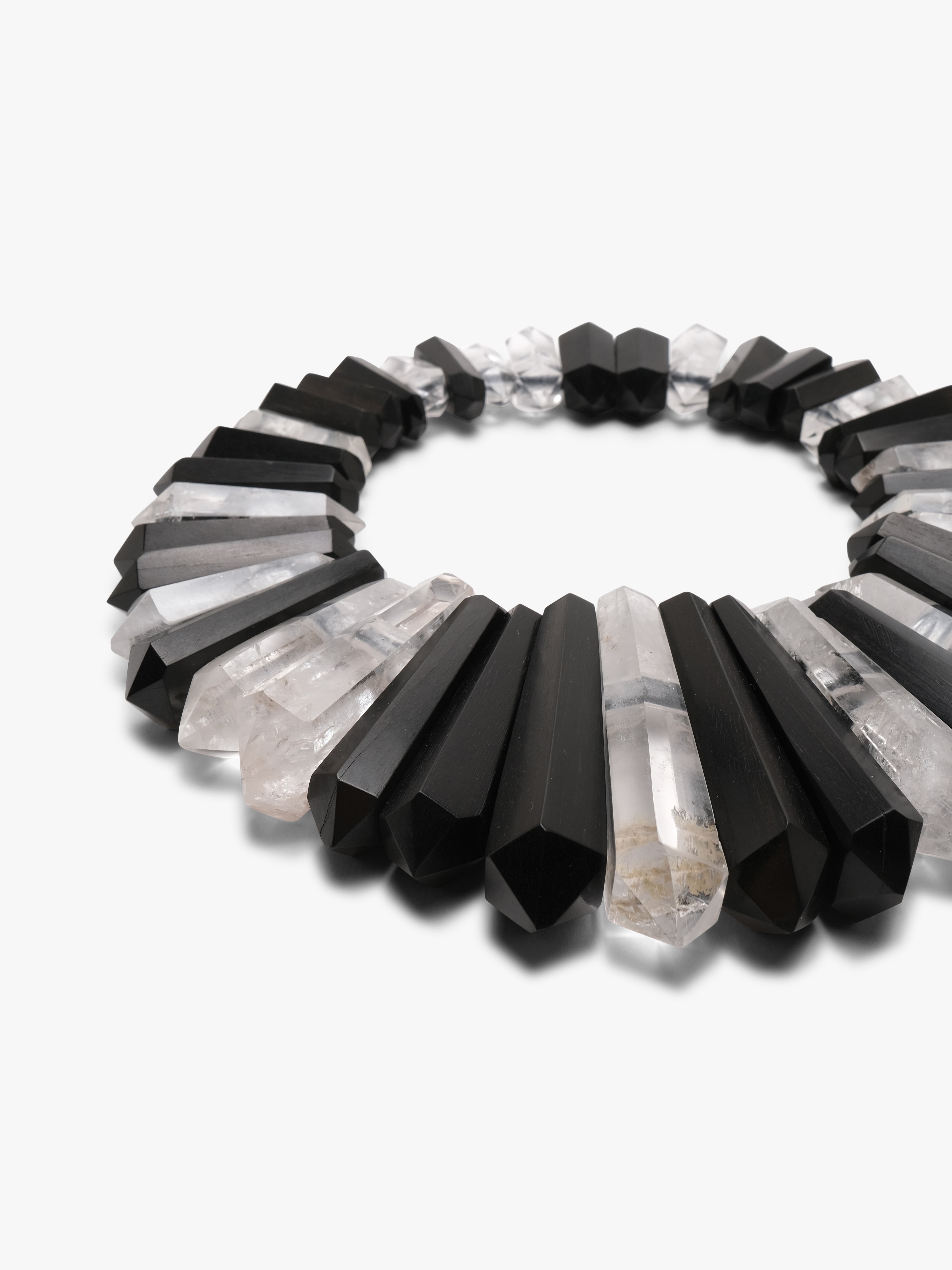 Necklace: mountain crystal, ebony