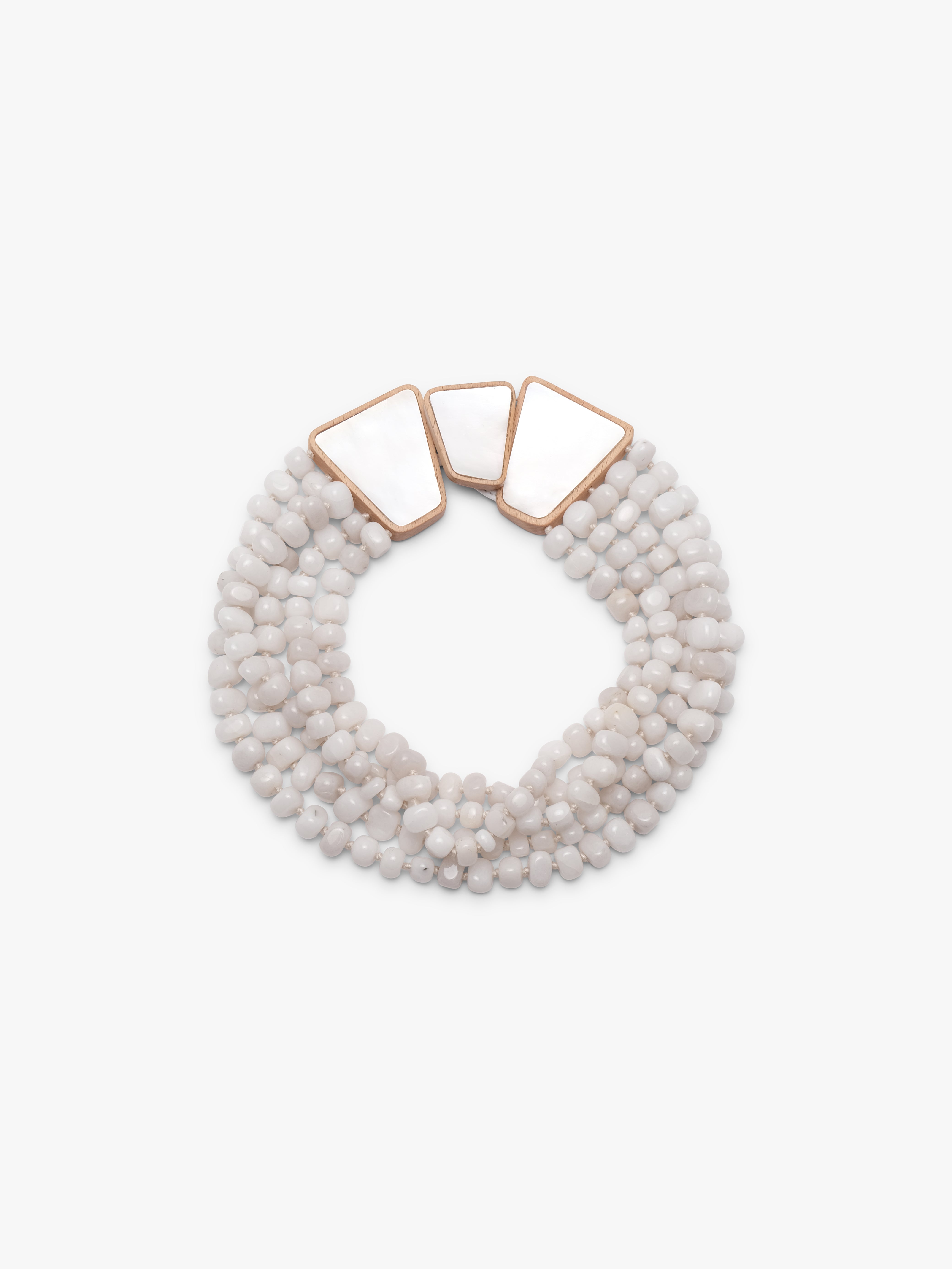 Necklace: agate, beech, mother of pearl