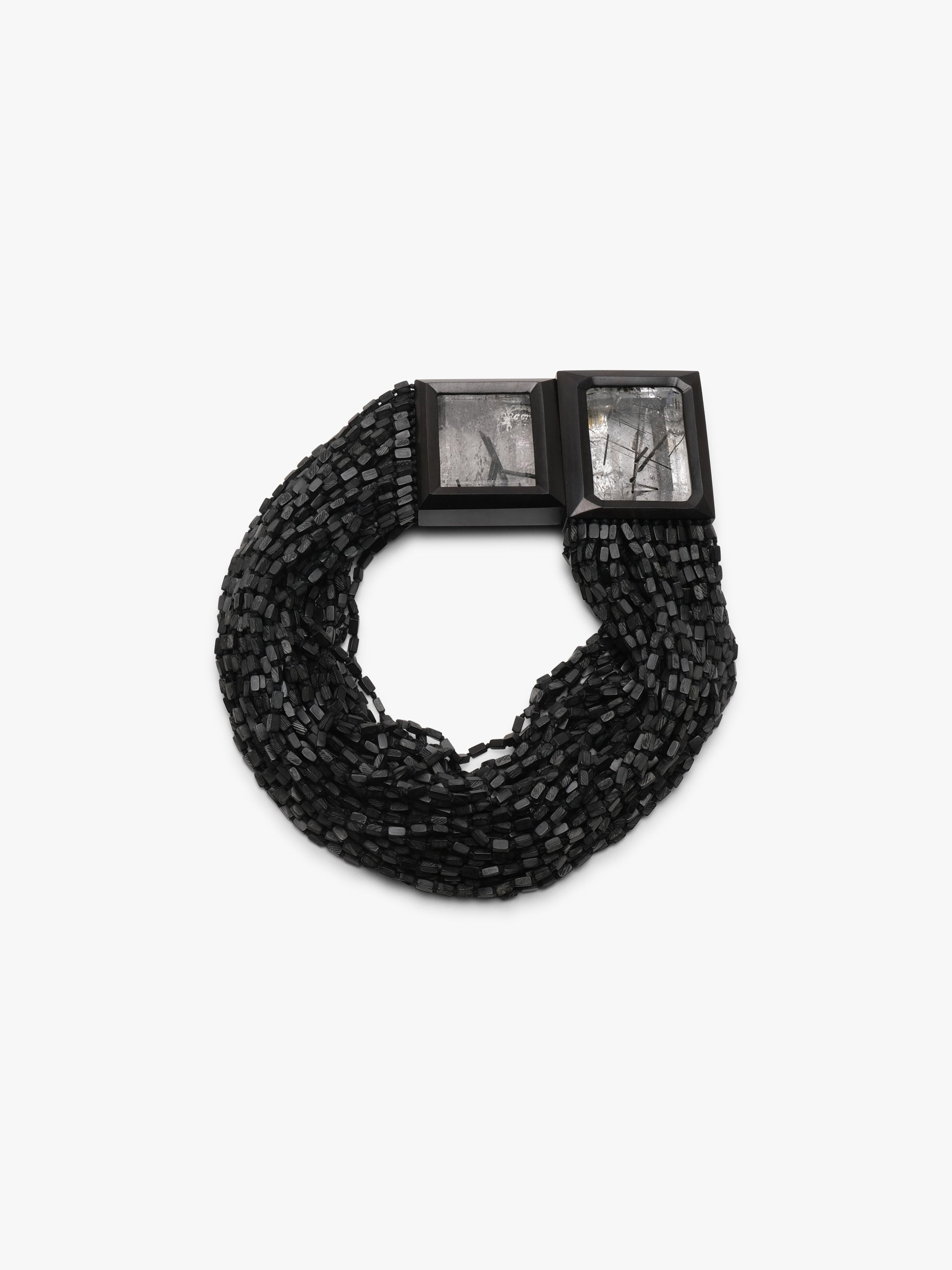 Necklace: tourmaline quartz, ebony