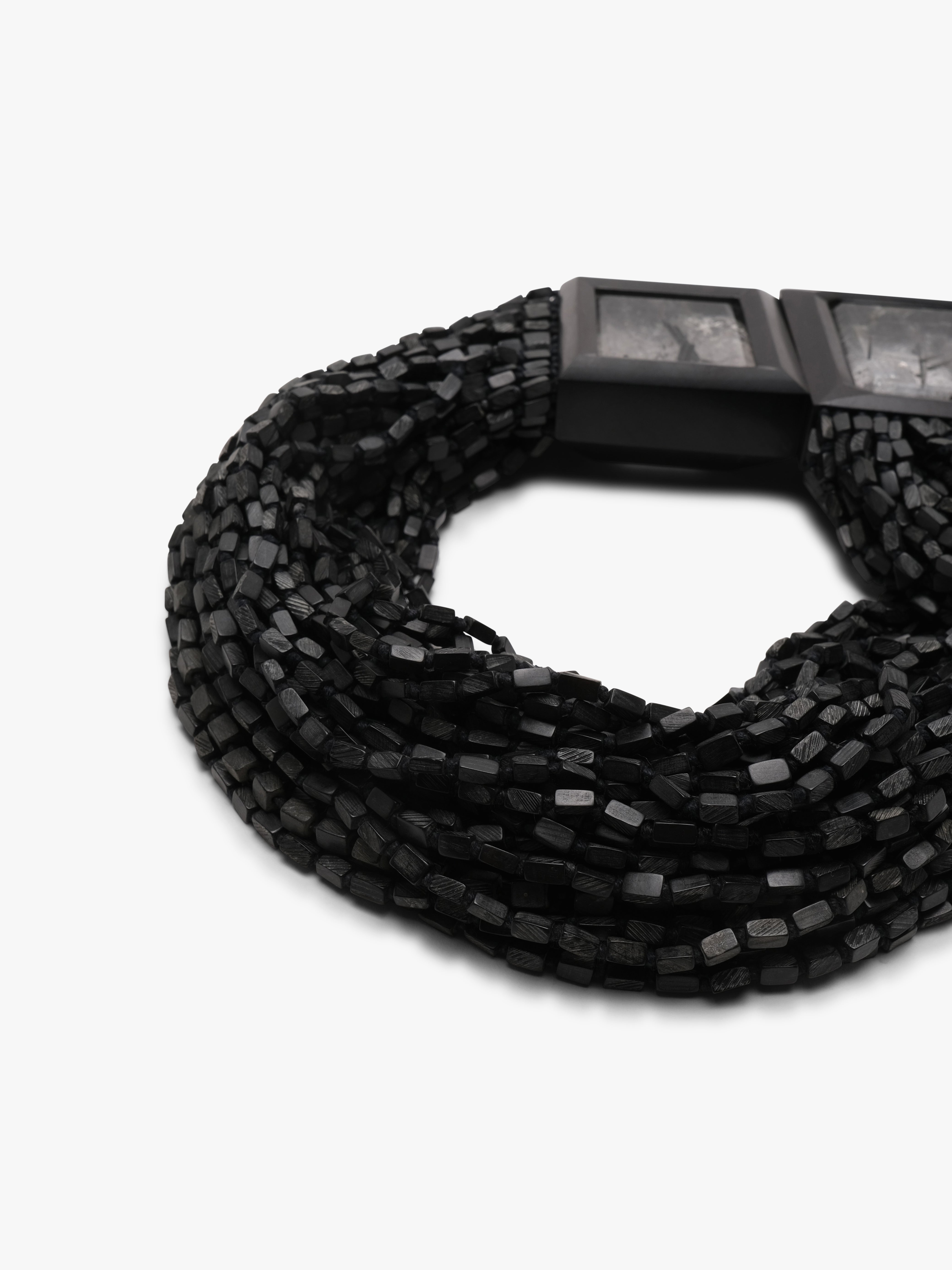 Necklace: tourmaline quartz, ebony