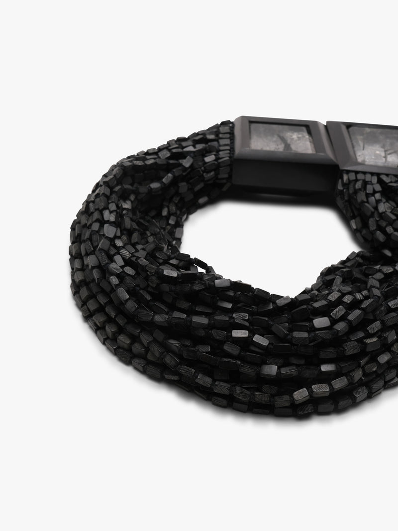 Necklace: tourmaline quartz, ebony