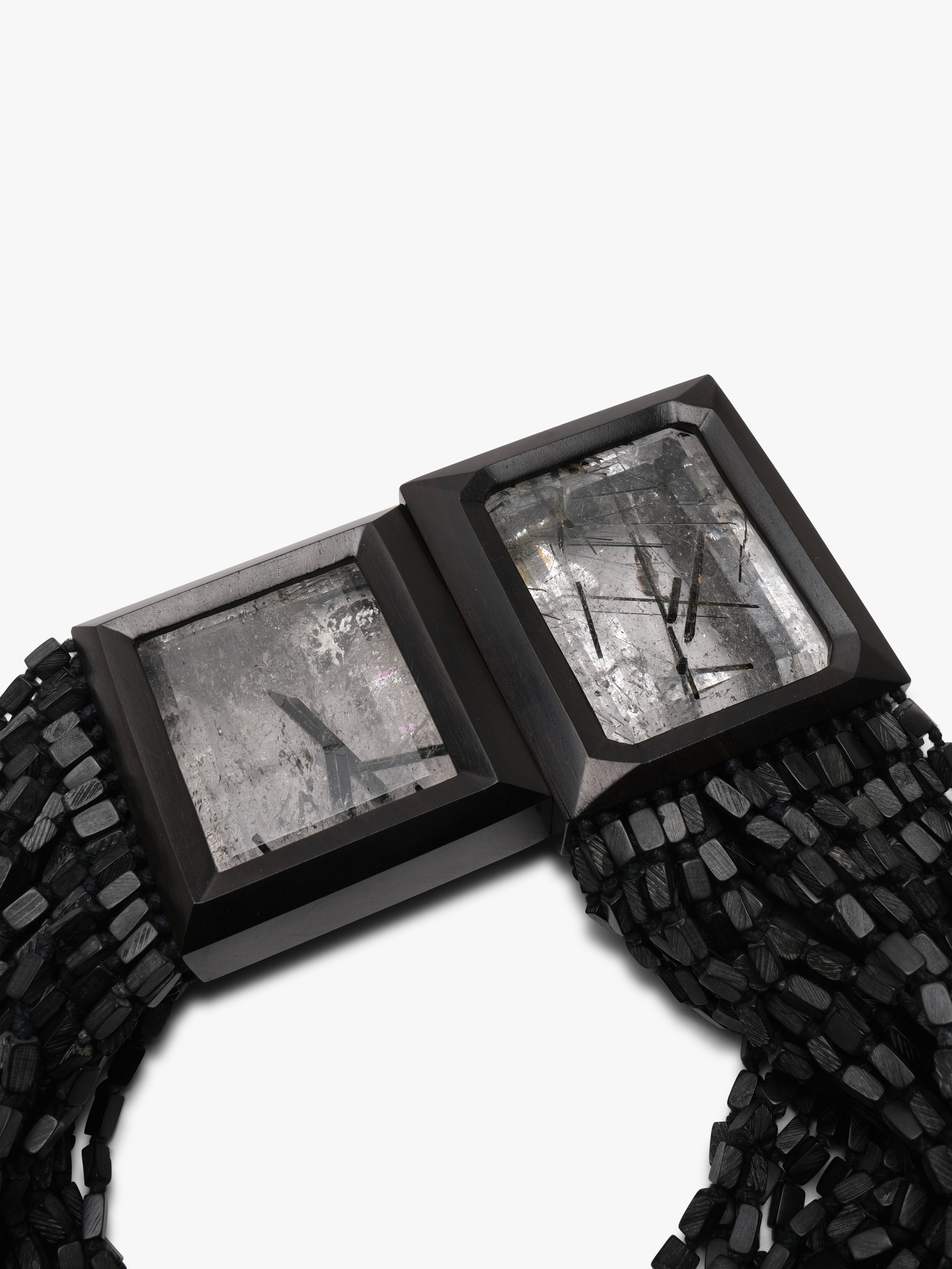 Necklace: tourmaline quartz, ebony