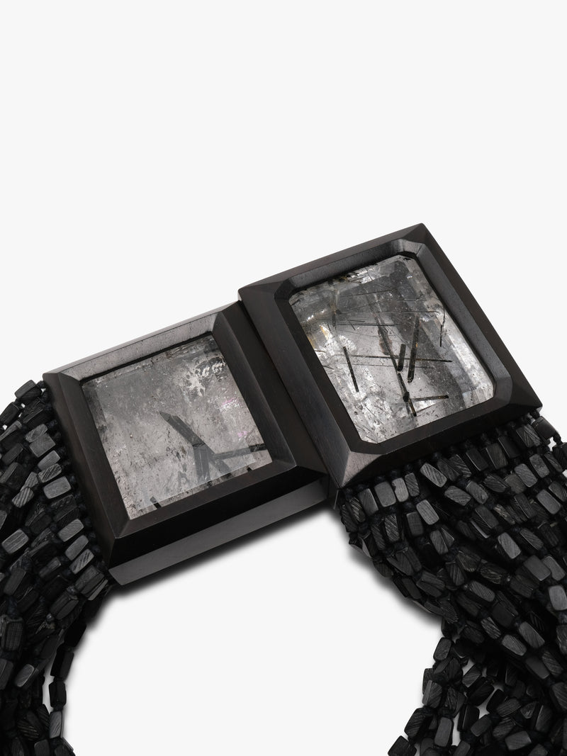 Necklace: tourmaline quartz, ebony