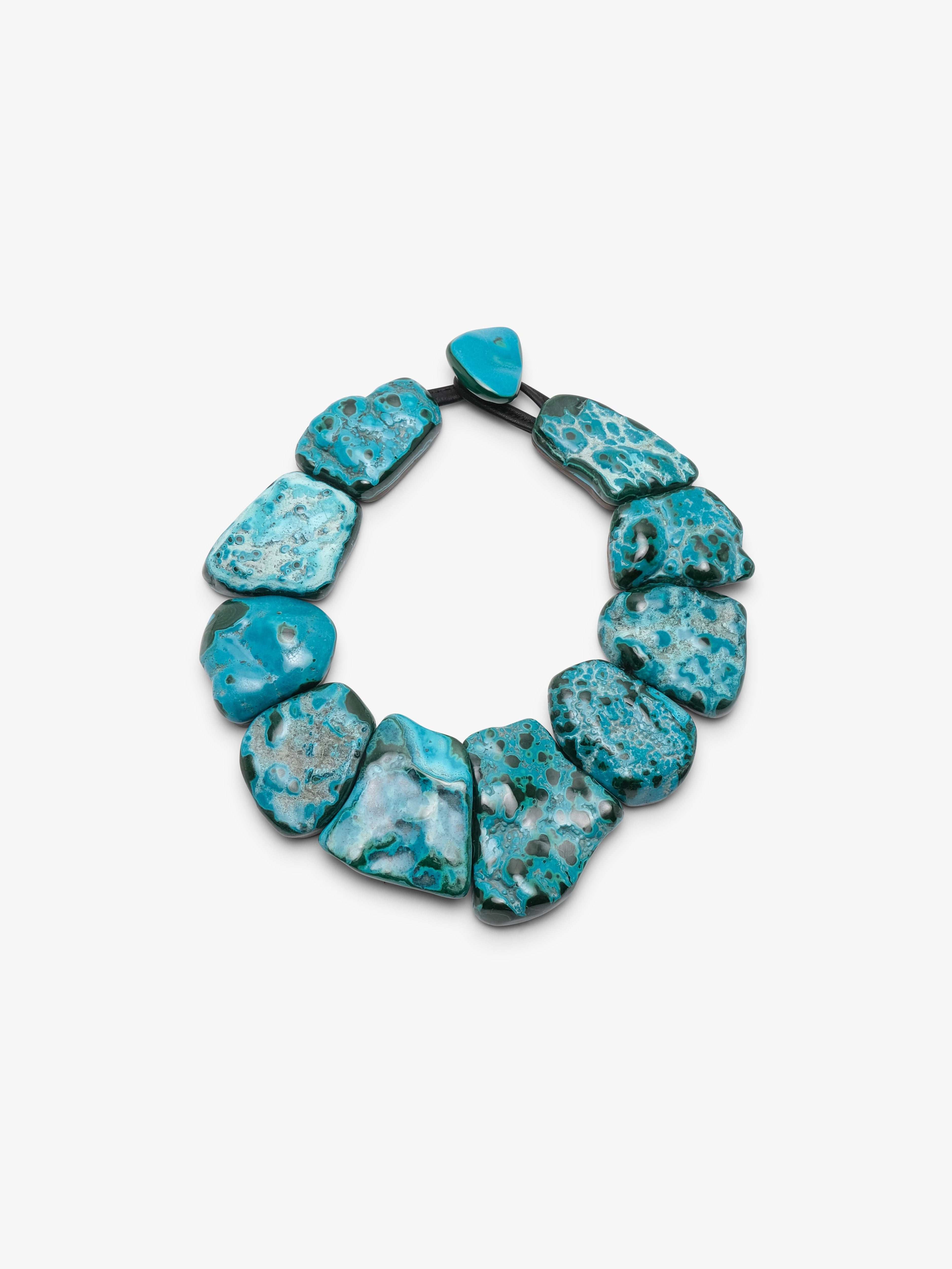 Necklace: malachite, bog oak