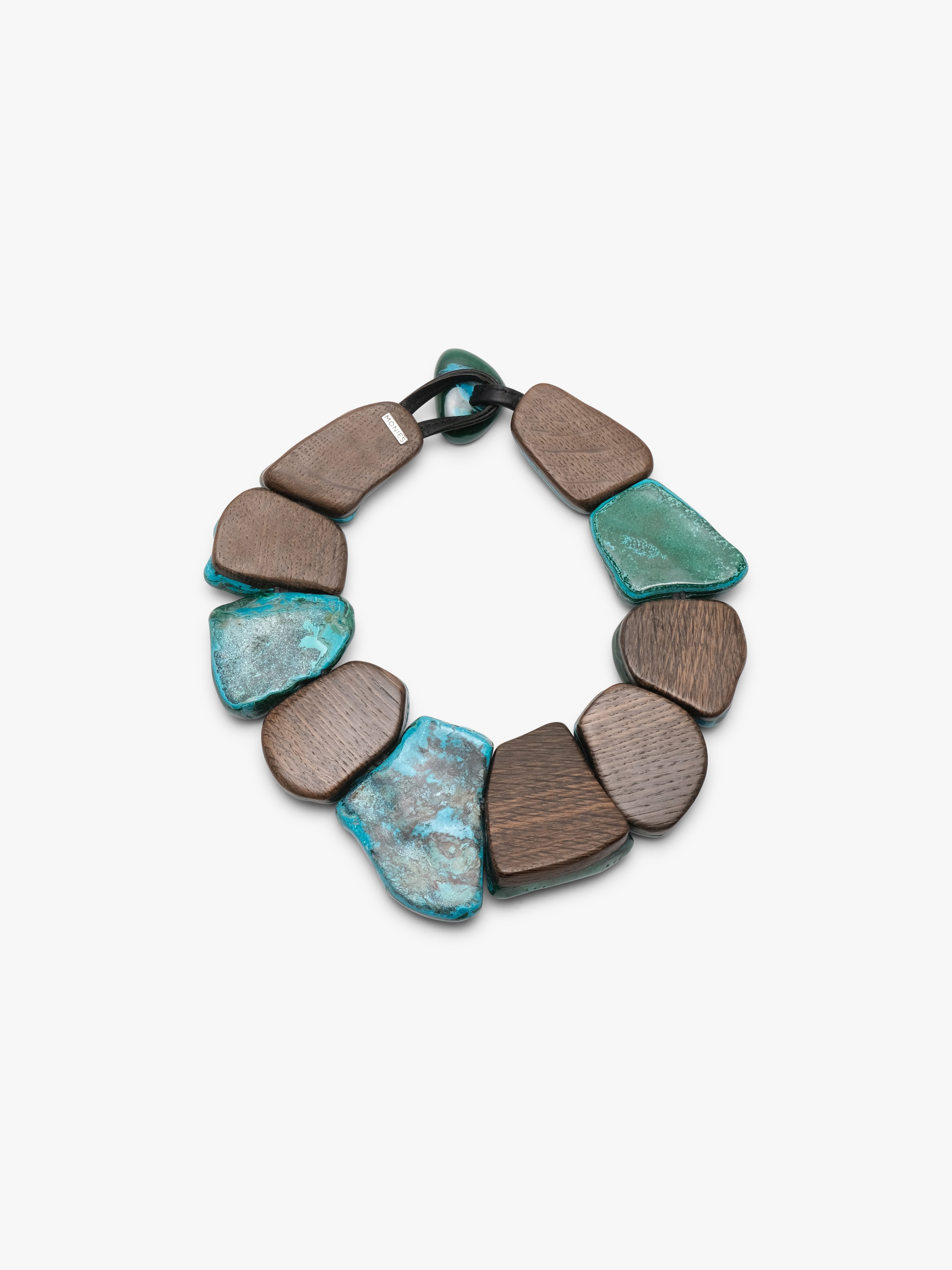 Necklace: malachite, bog oak