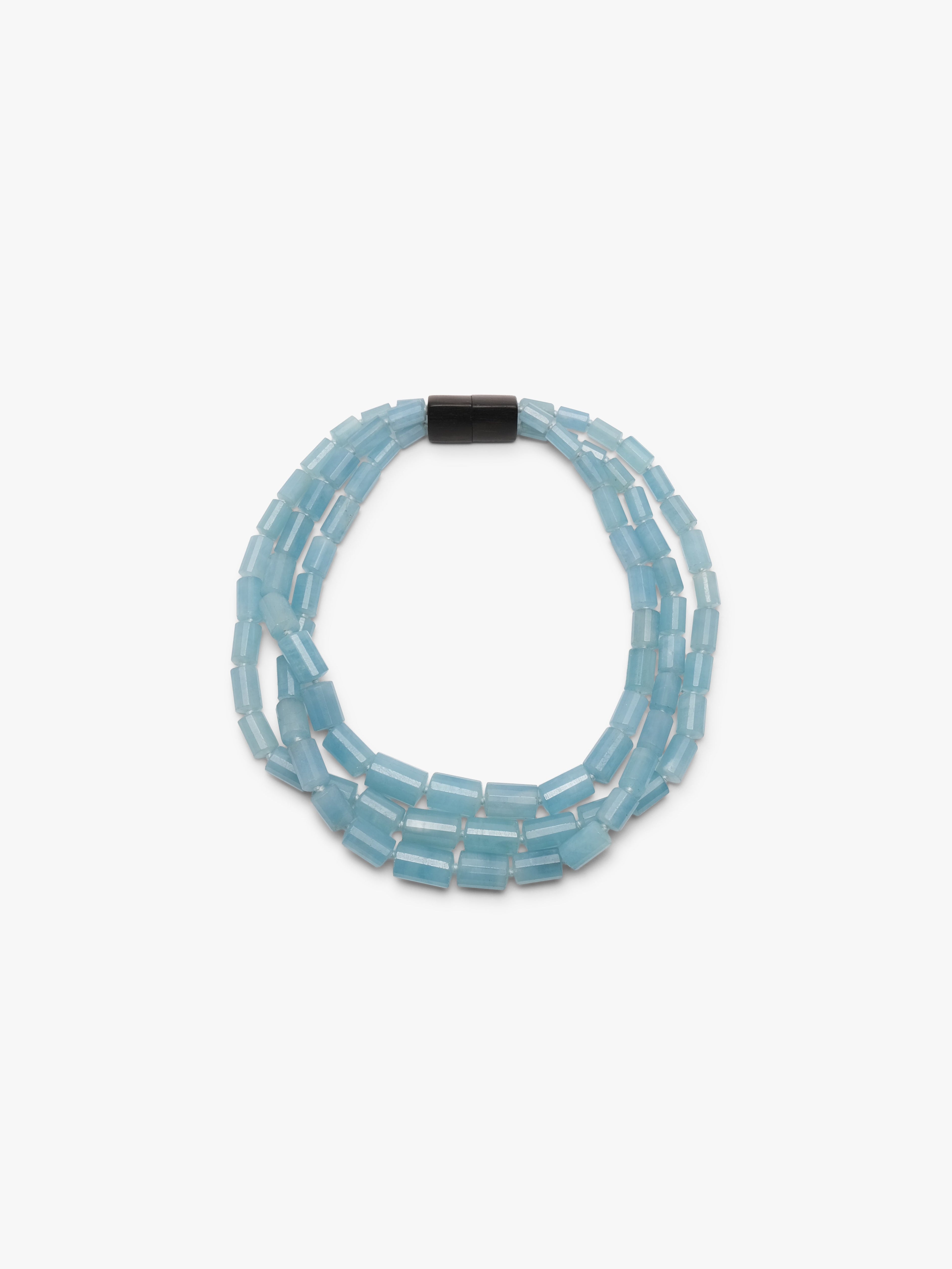 Necklace: aquamarine, ebony