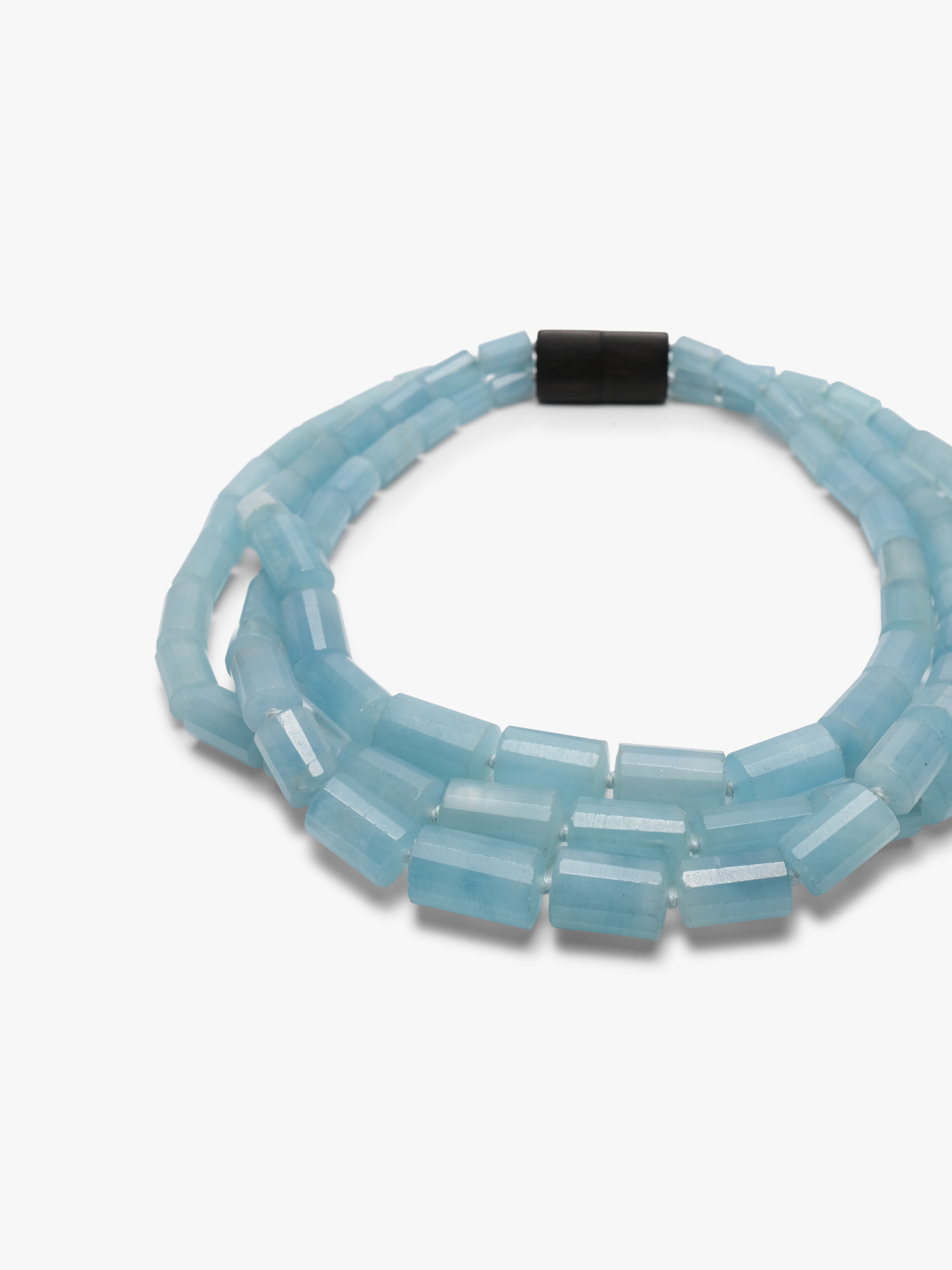 Necklace: aquamarine, ebony