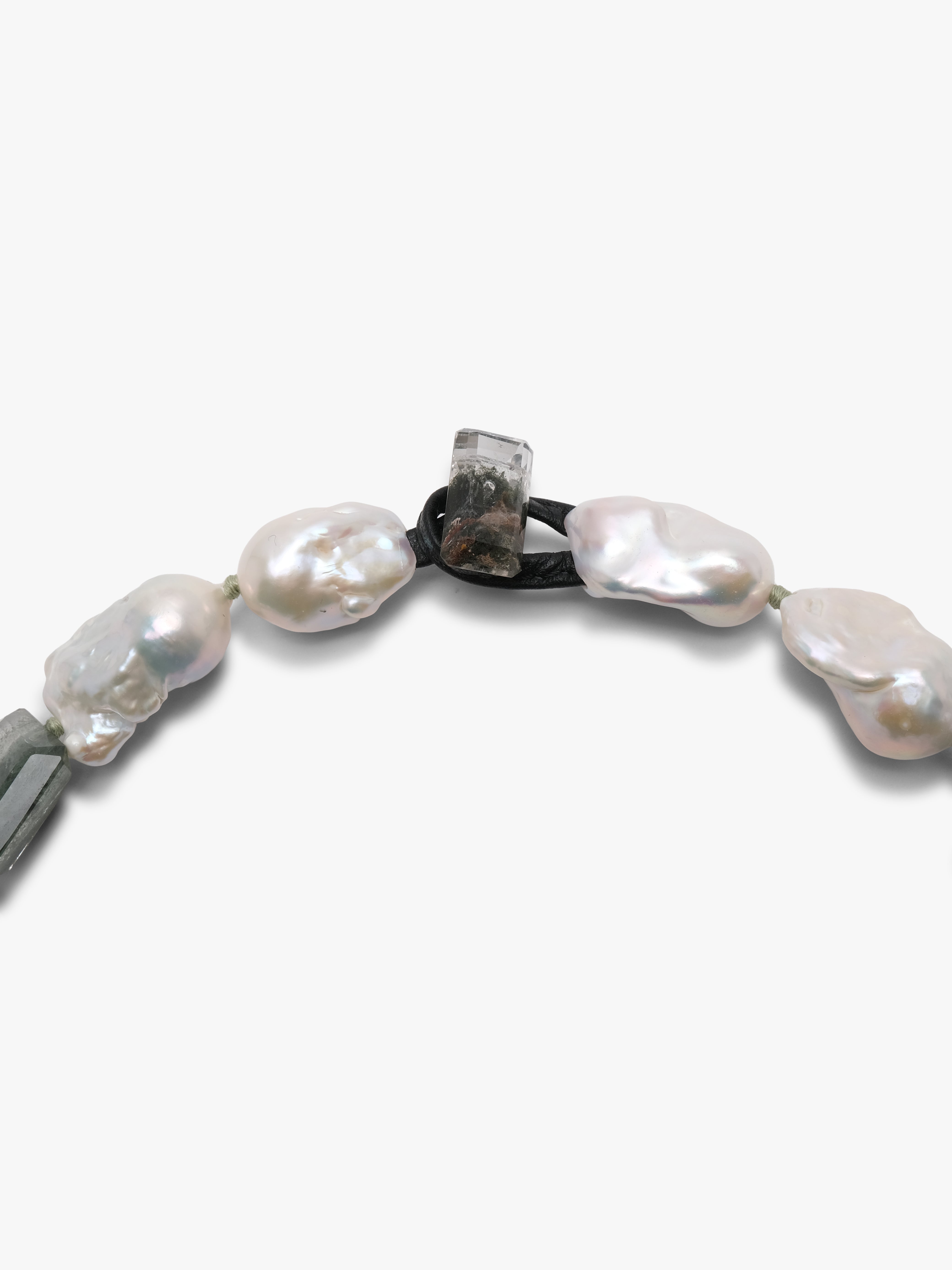 Necklace: baroque pearl, garden quartz