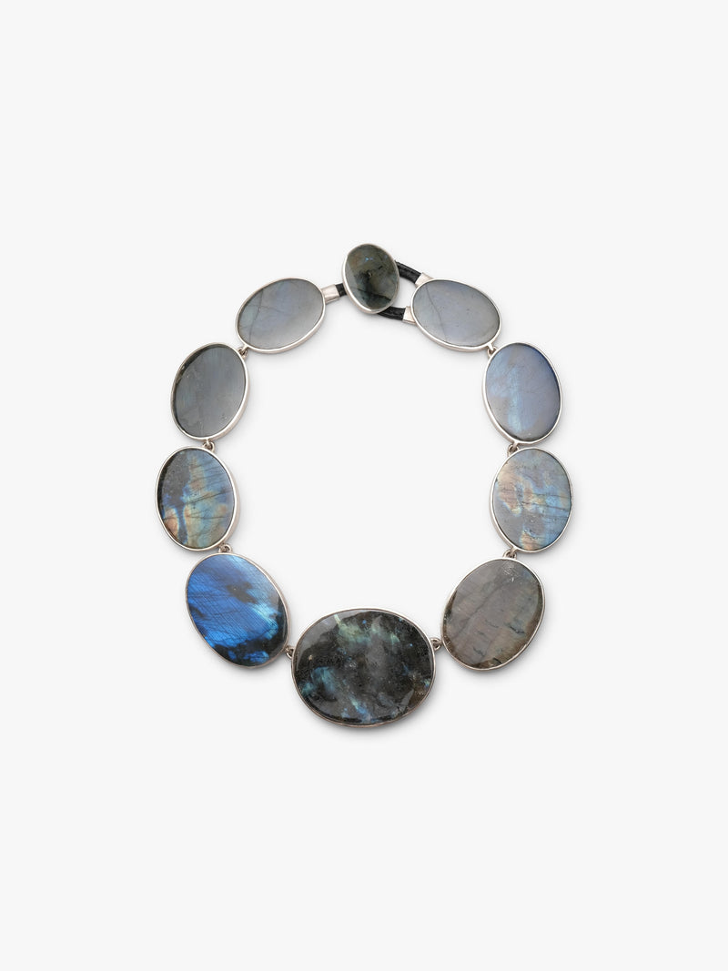 Necklace: silver, labradorite