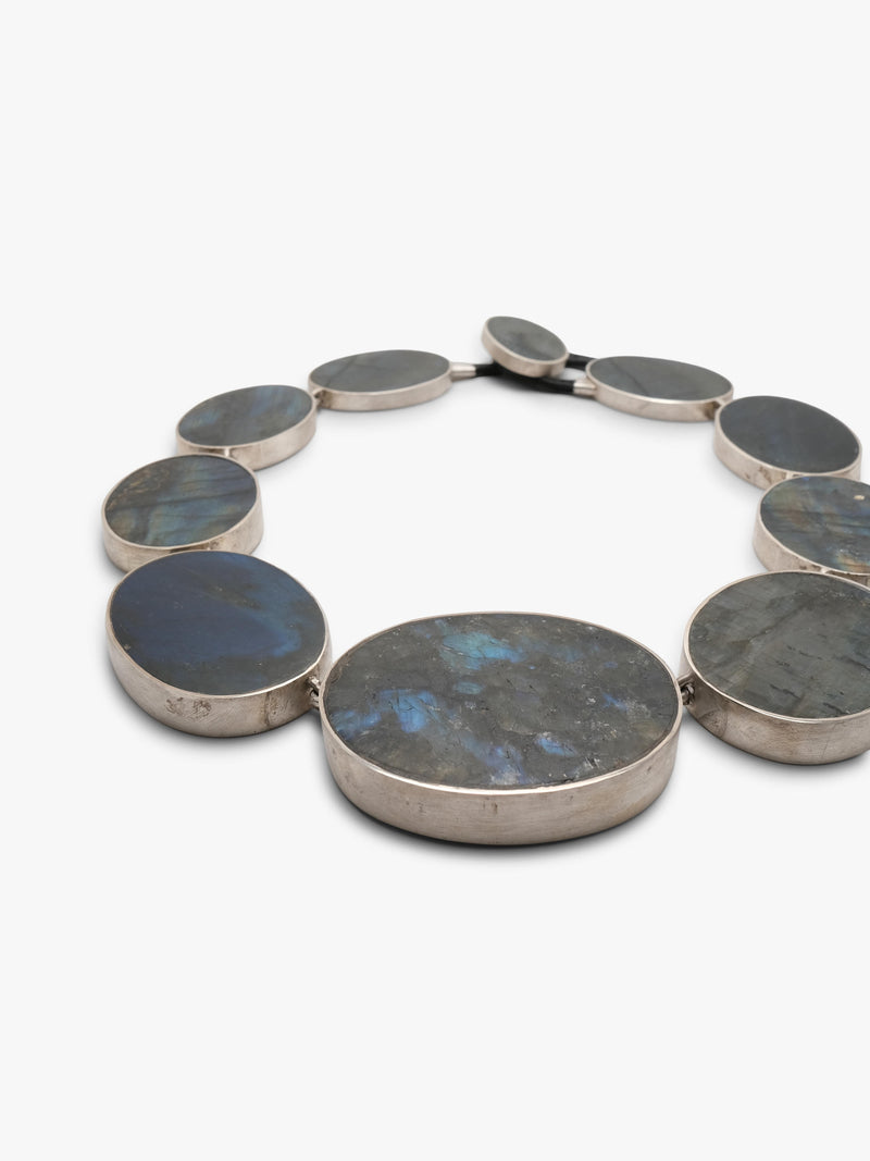 Necklace: silver, labradorite