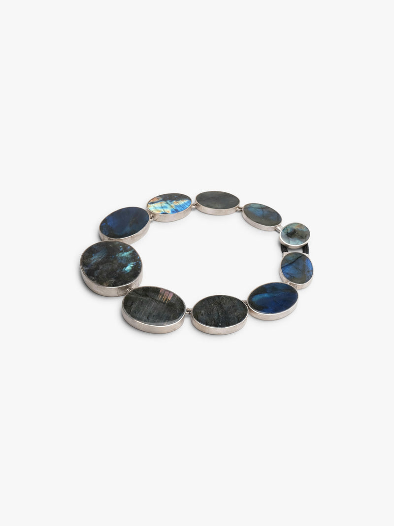 Necklace: silver, labradorite