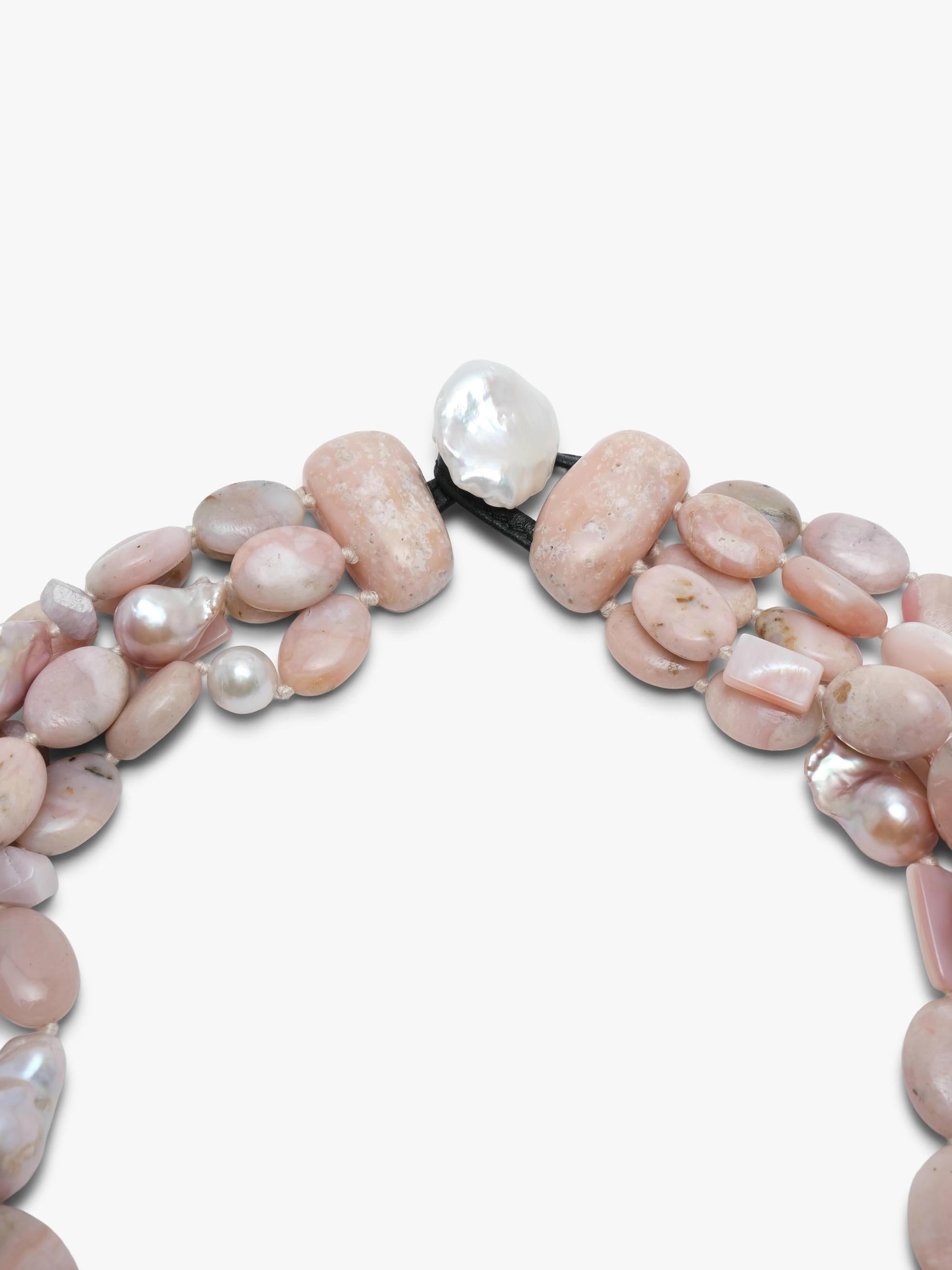 Necklace: andean opal, pearl, kunzite
