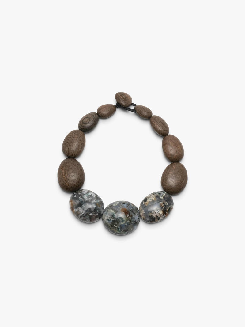 Necklace: ocean jasper, bog oak