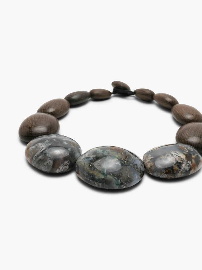 Necklace: ocean jasper, bog oak