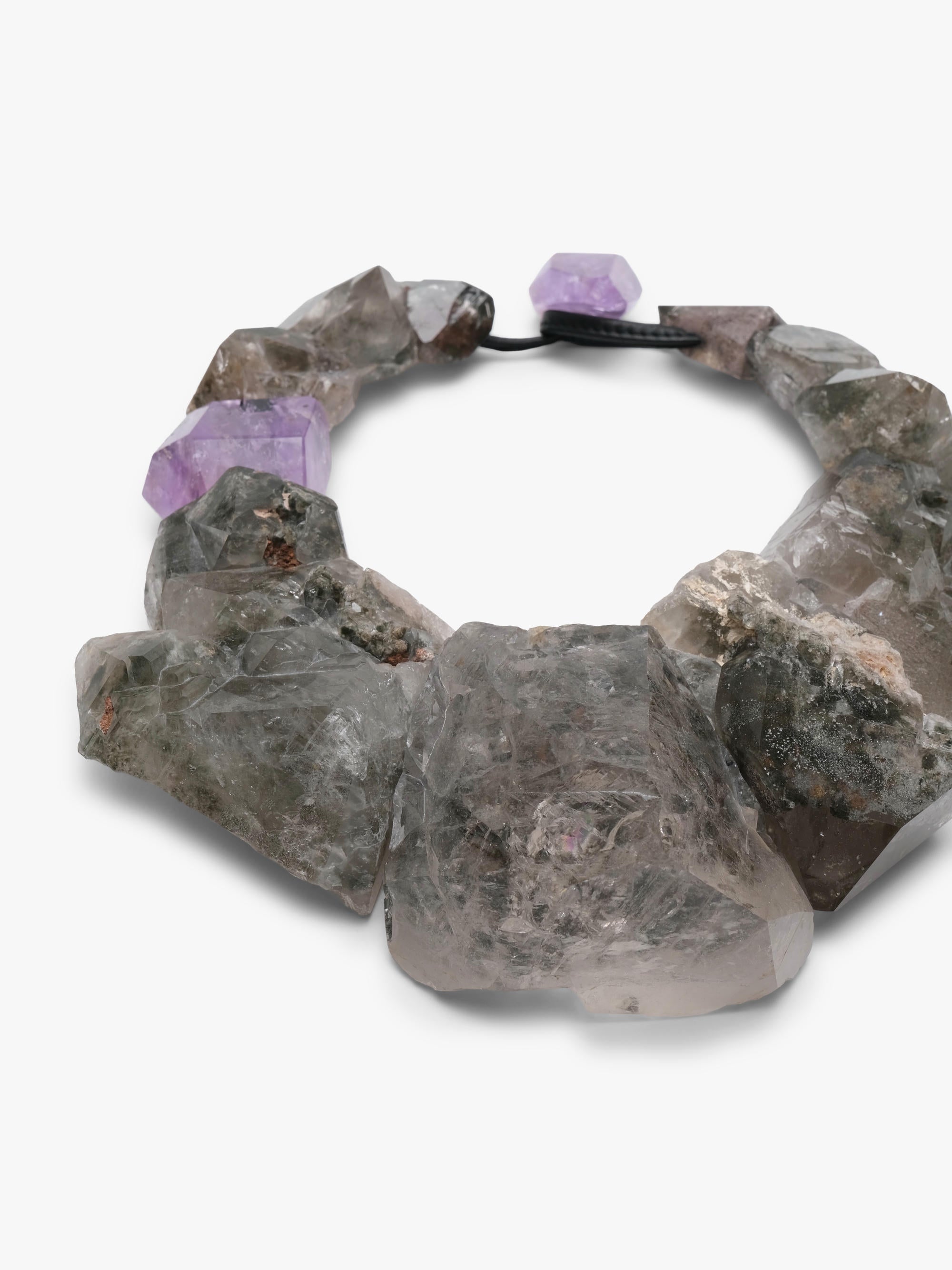 Necklace: garden quartz, amethyst