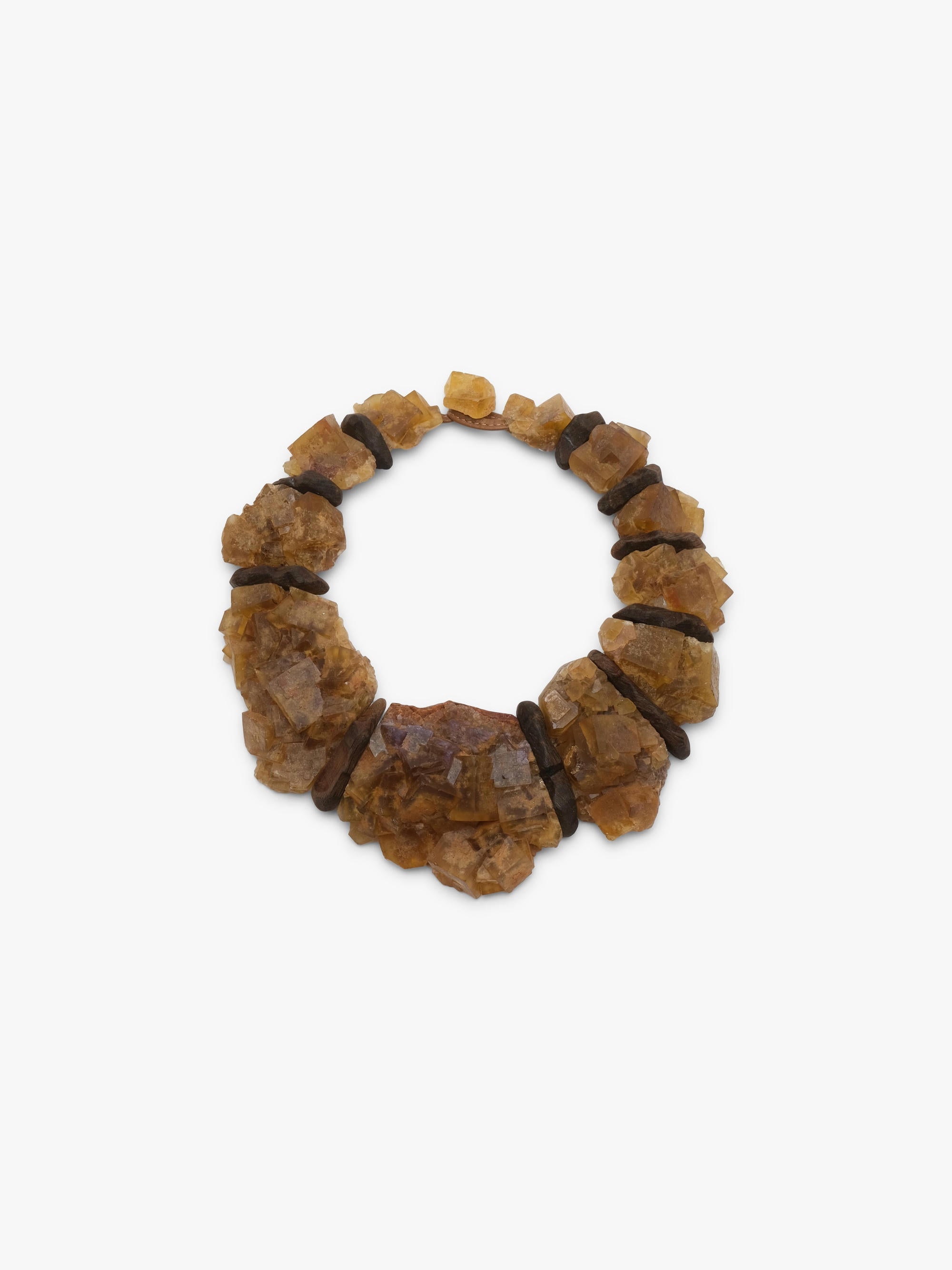 flourite and bog oak necklace on a white background