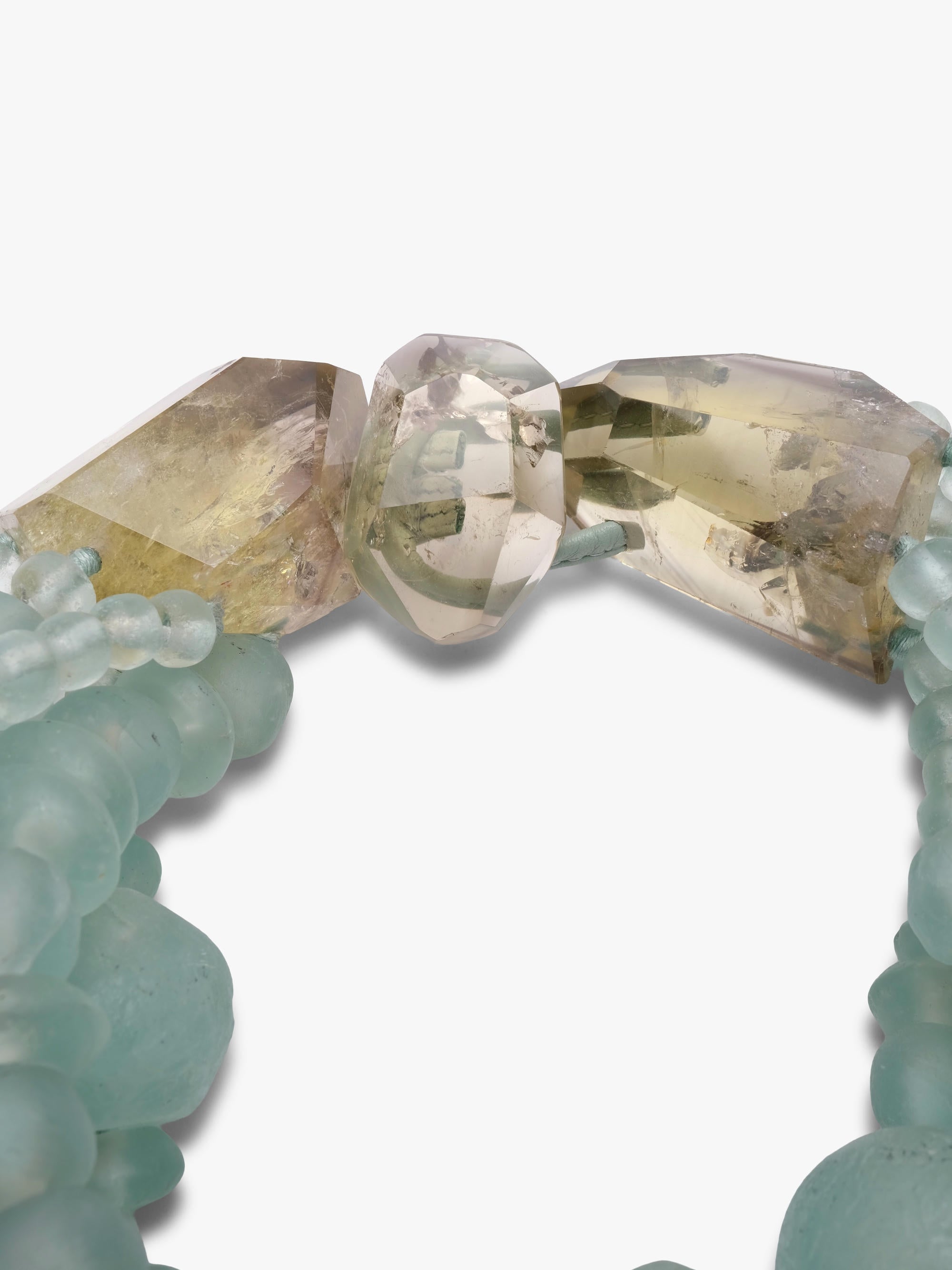 Close up of citrine toggle clasp closure
