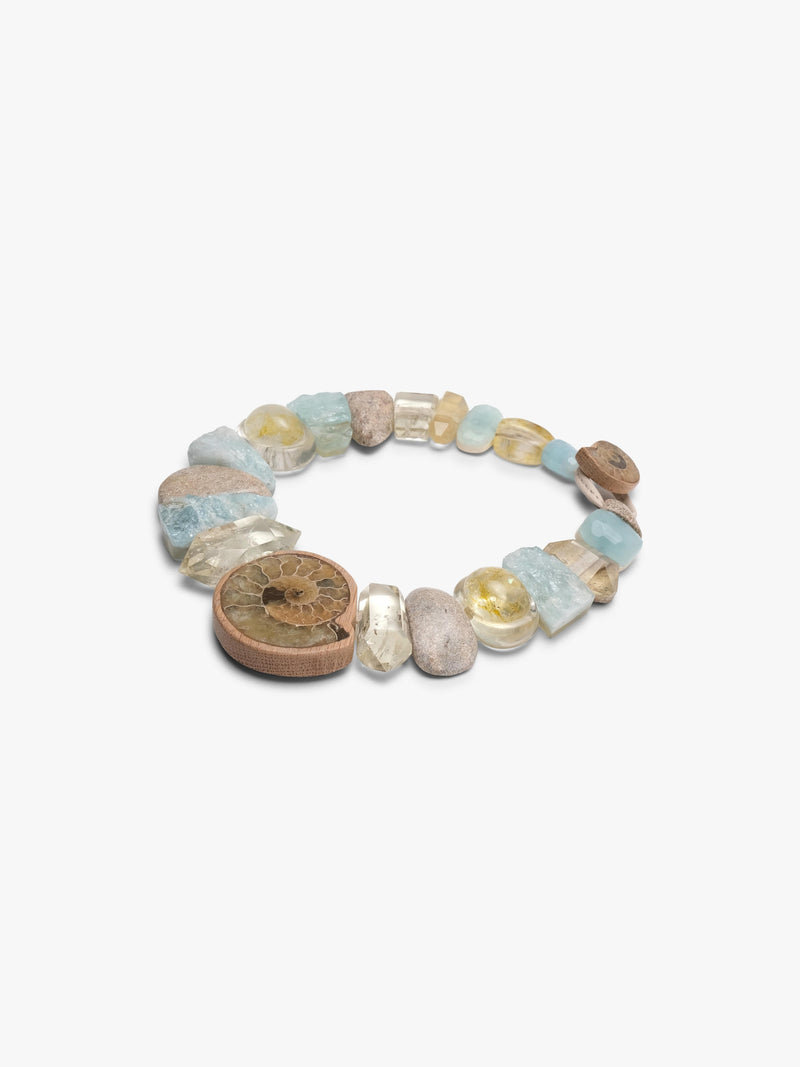 necklace with natural stone beads on a white background