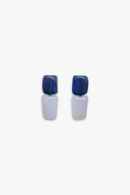 Earring: lapis lazuli, chalcedony