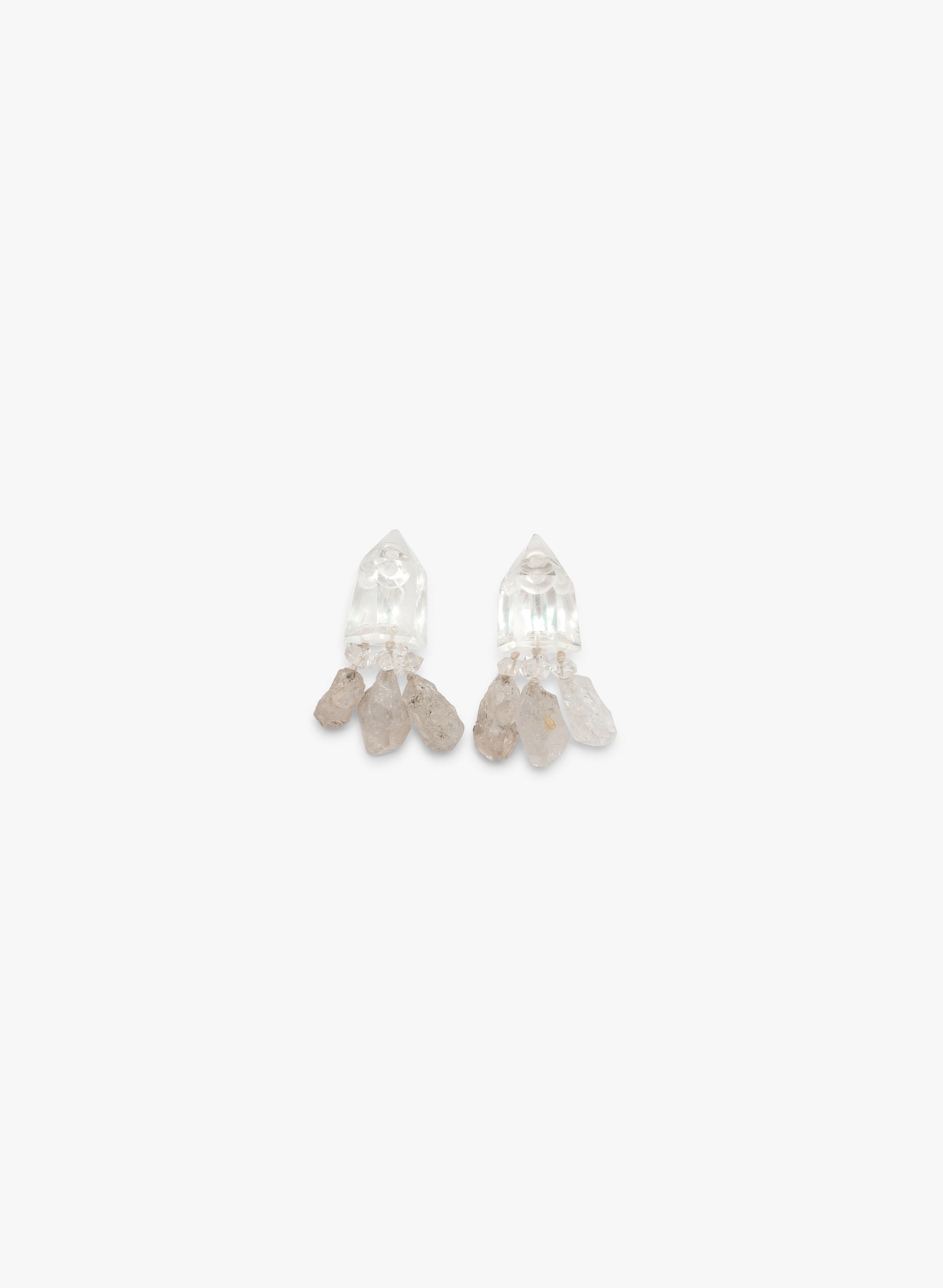 Crystal earrings with small crystal dangles, displayed on a white background
